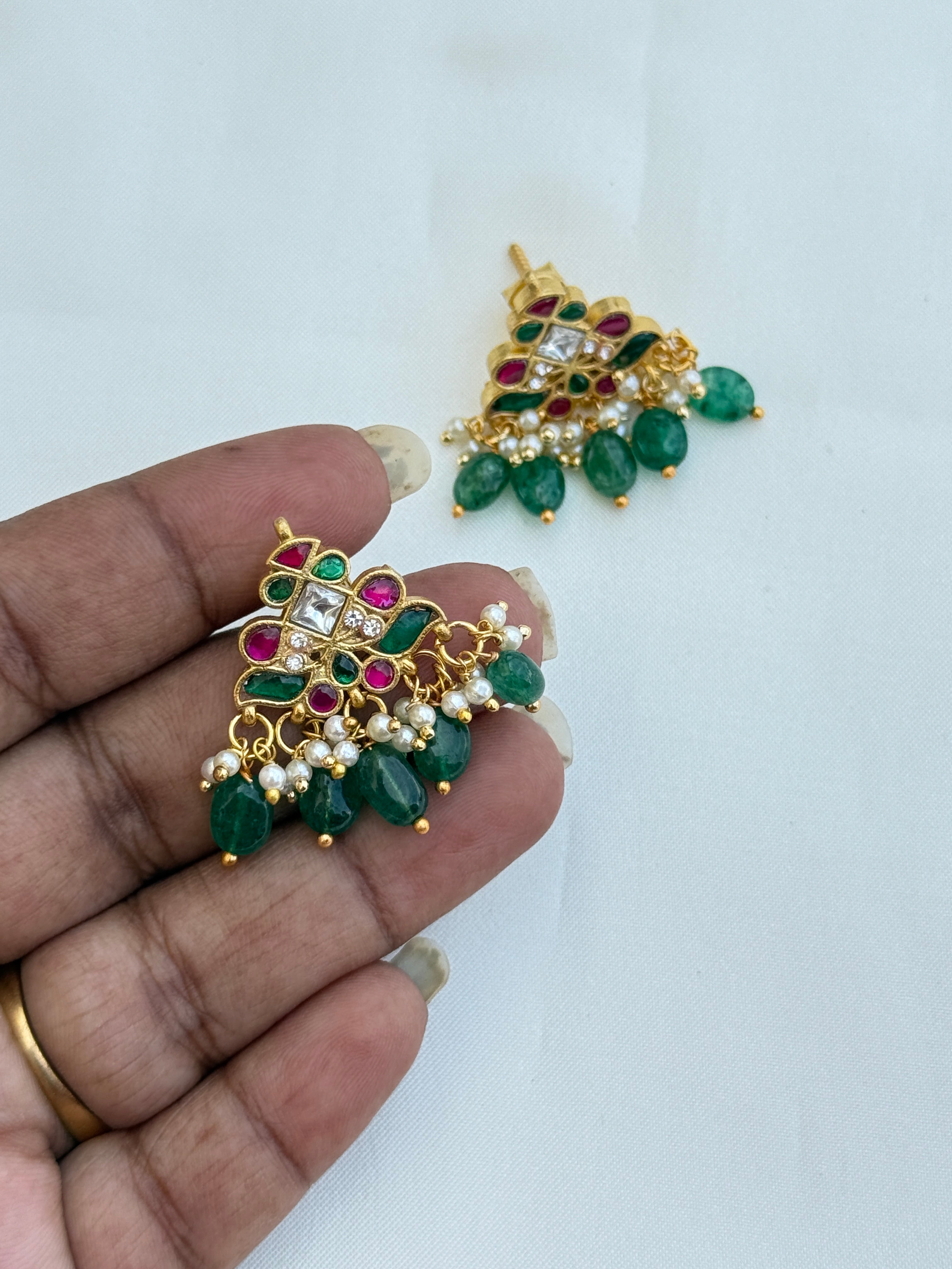St024 jadau kundan stud hanging earrings
