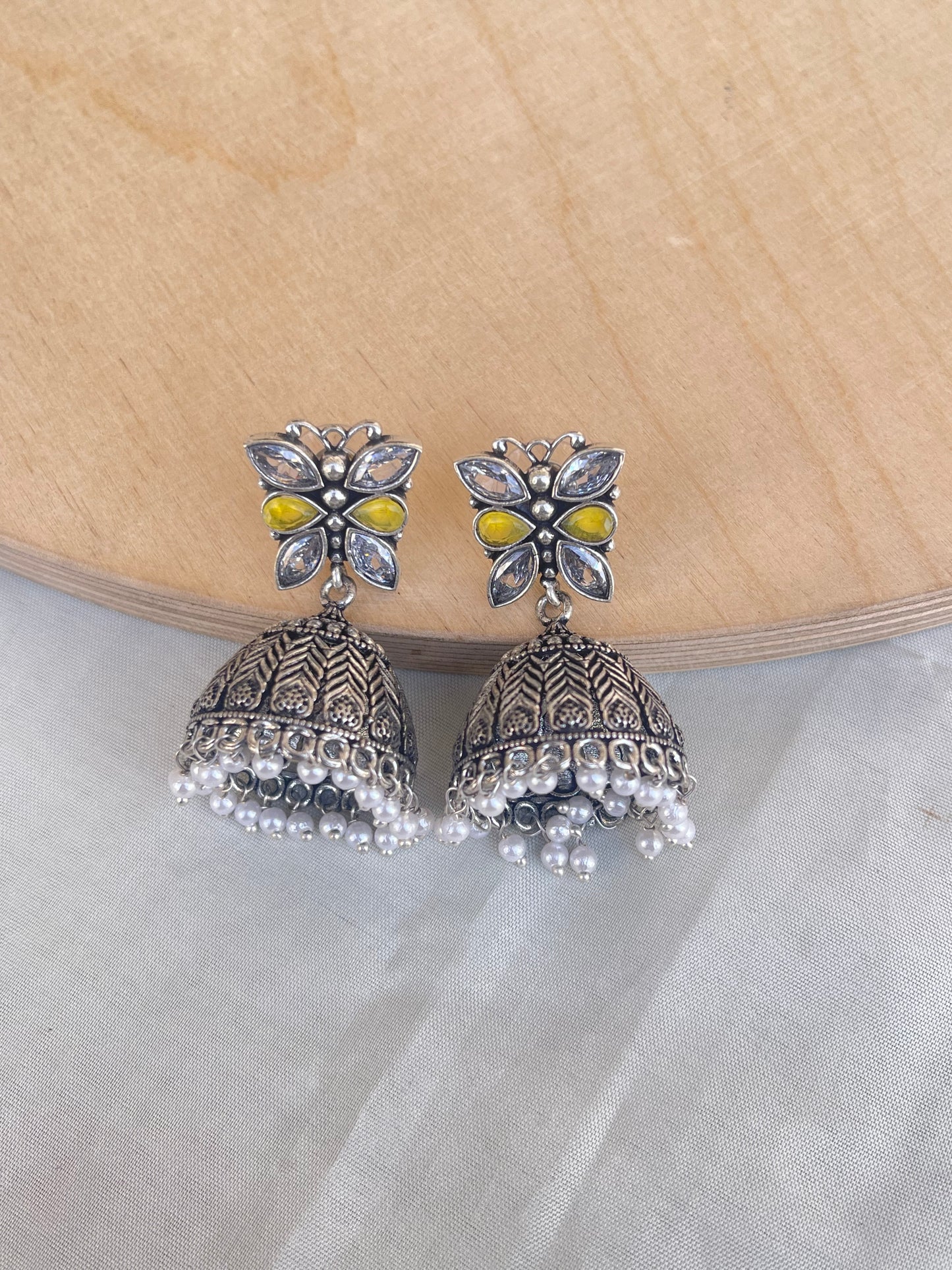 Butterfly oxidised butta earrings