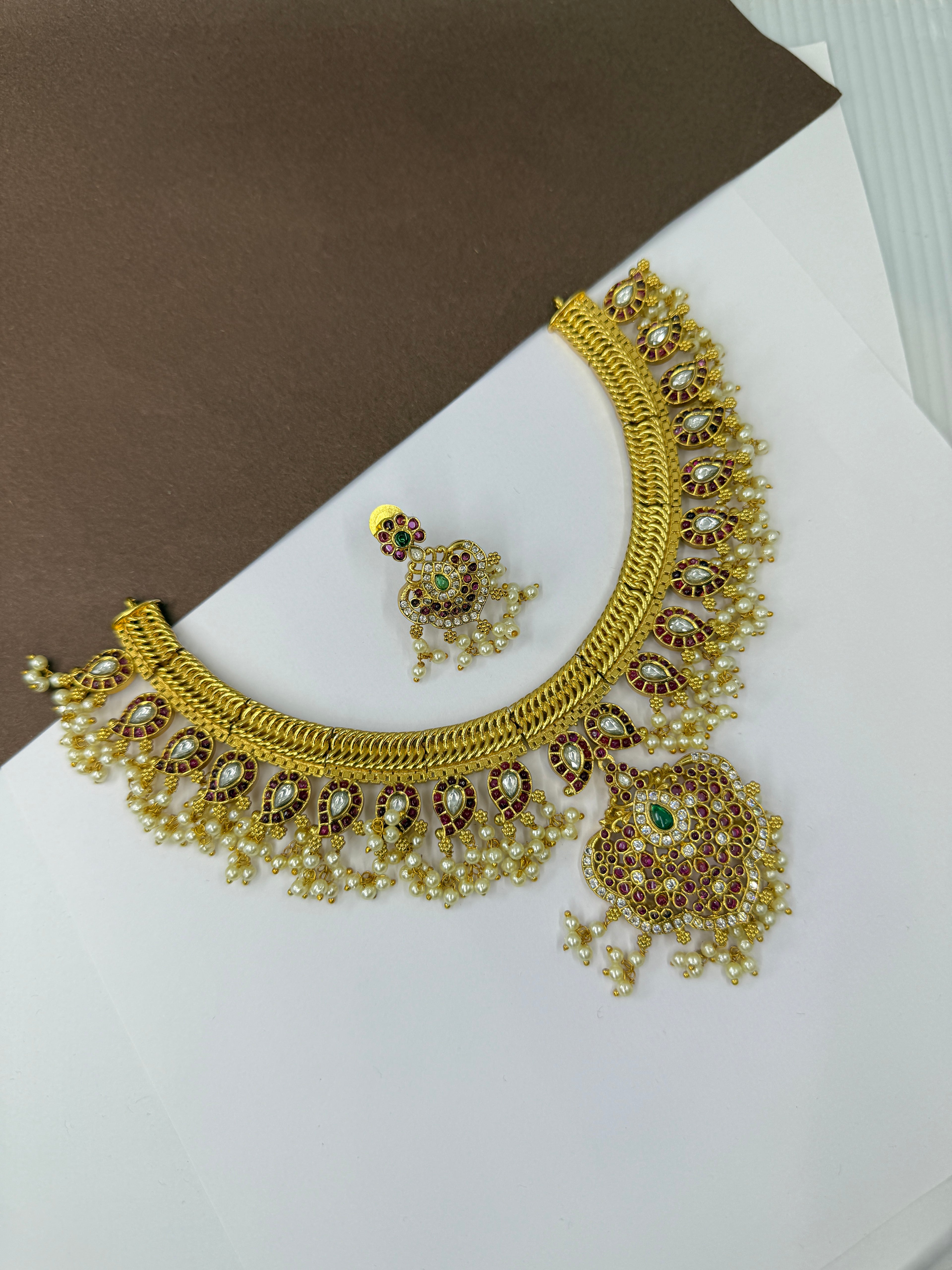 Ns397 Kemp mango jalebi neckset