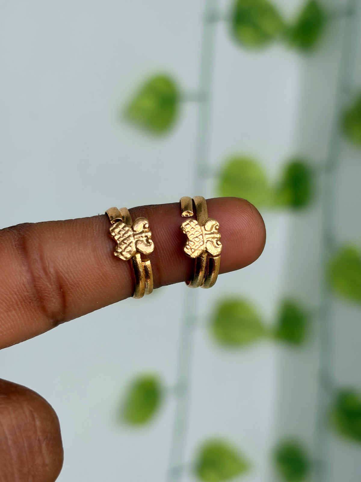 Panchaloham polished butterfly toe rings tr020