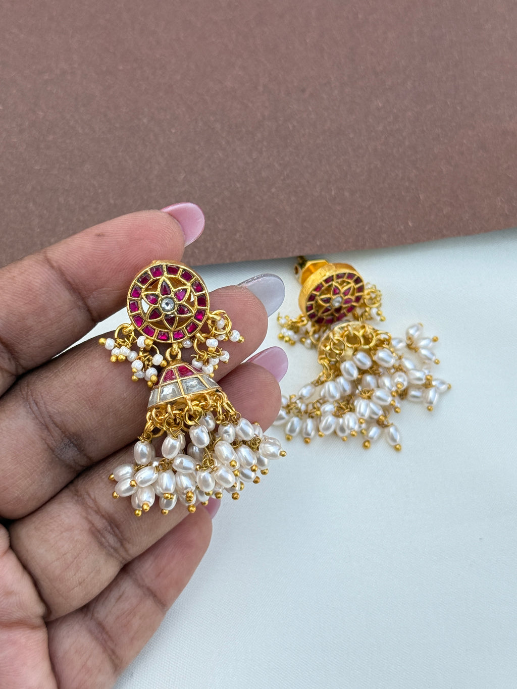 Er166 jadau kundan butta earrings