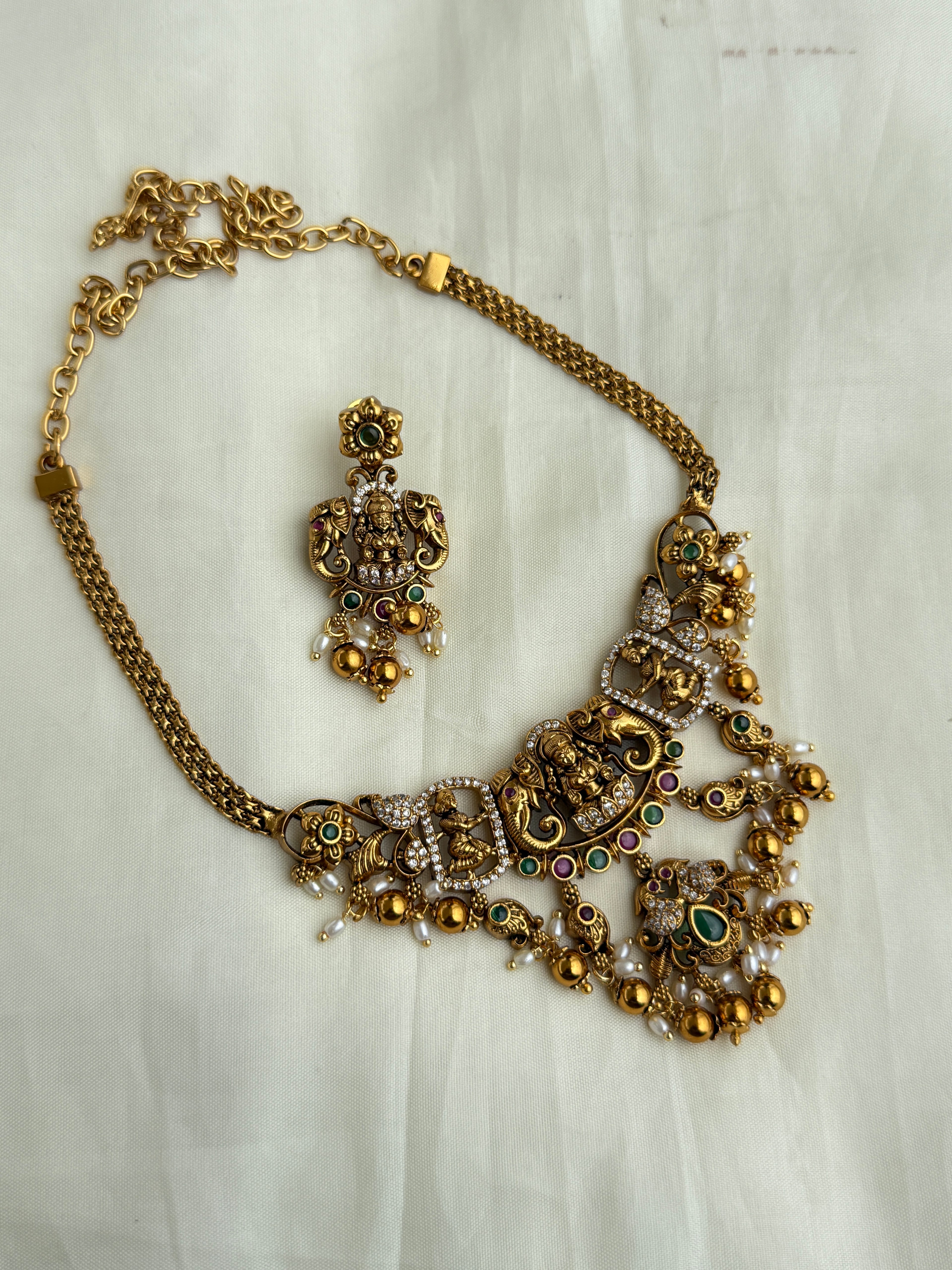 Ns300 nakshi Lakshmi devi neckset suits for adults and kids