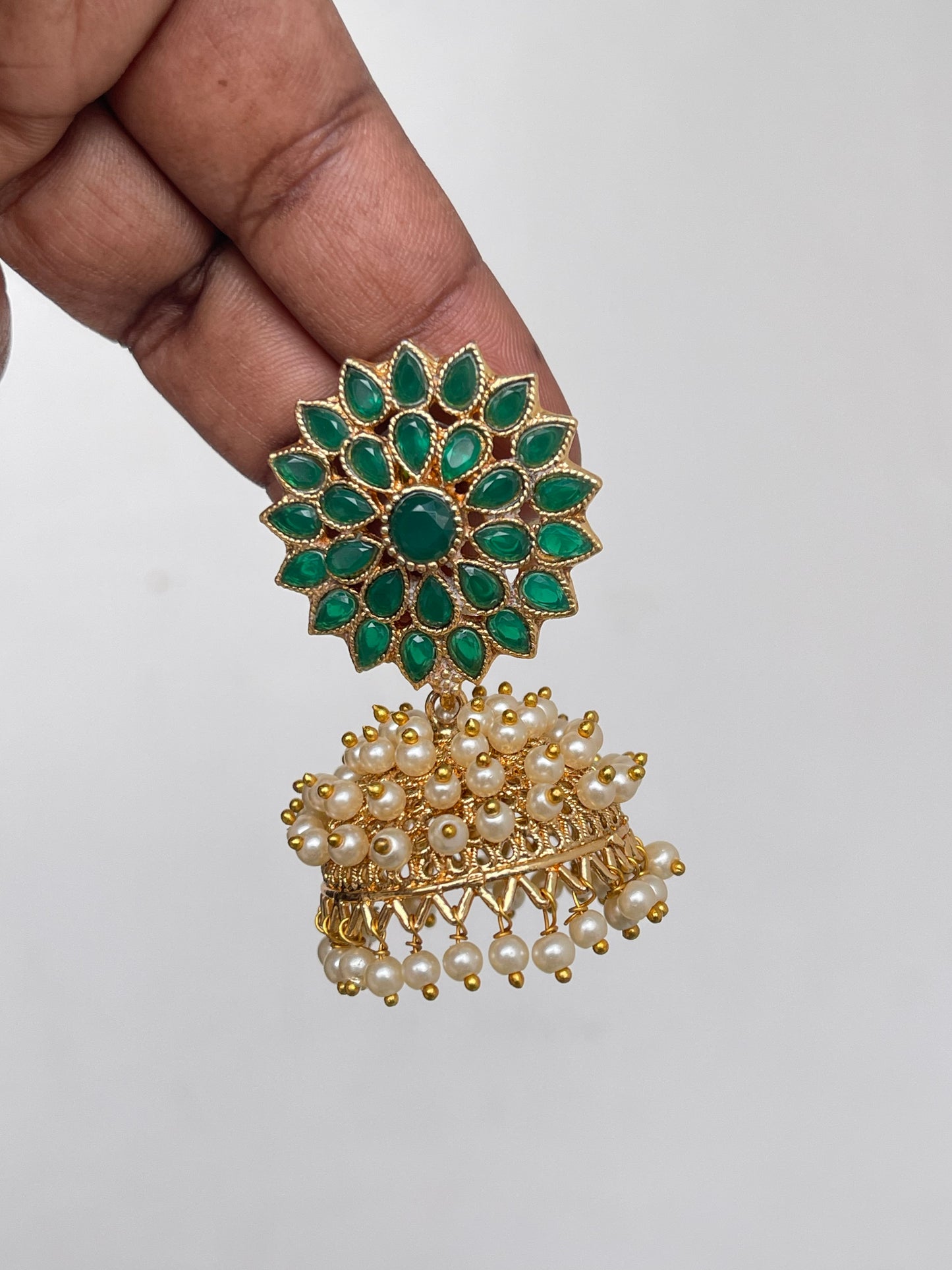 Green pearl kundan Earrings