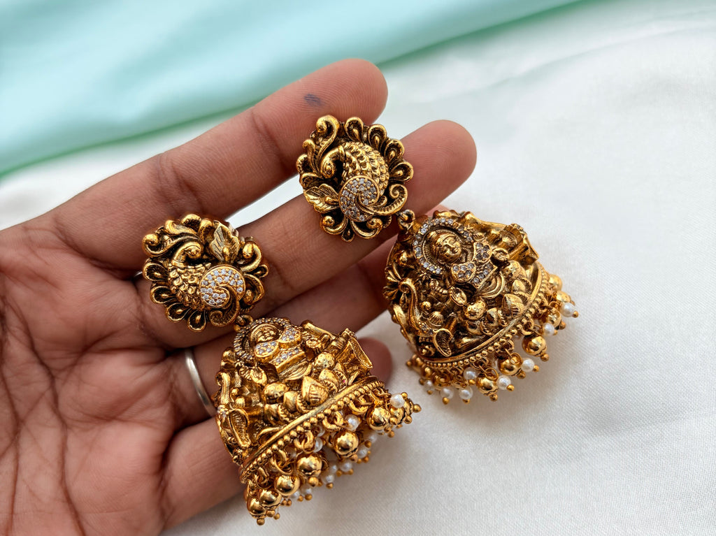 Unique peacock lakshmi design butta earrings Er921