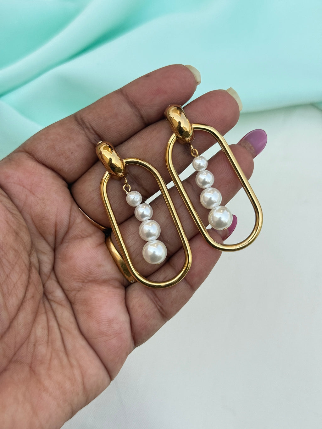 Er284 anti tarnish pearl earrings