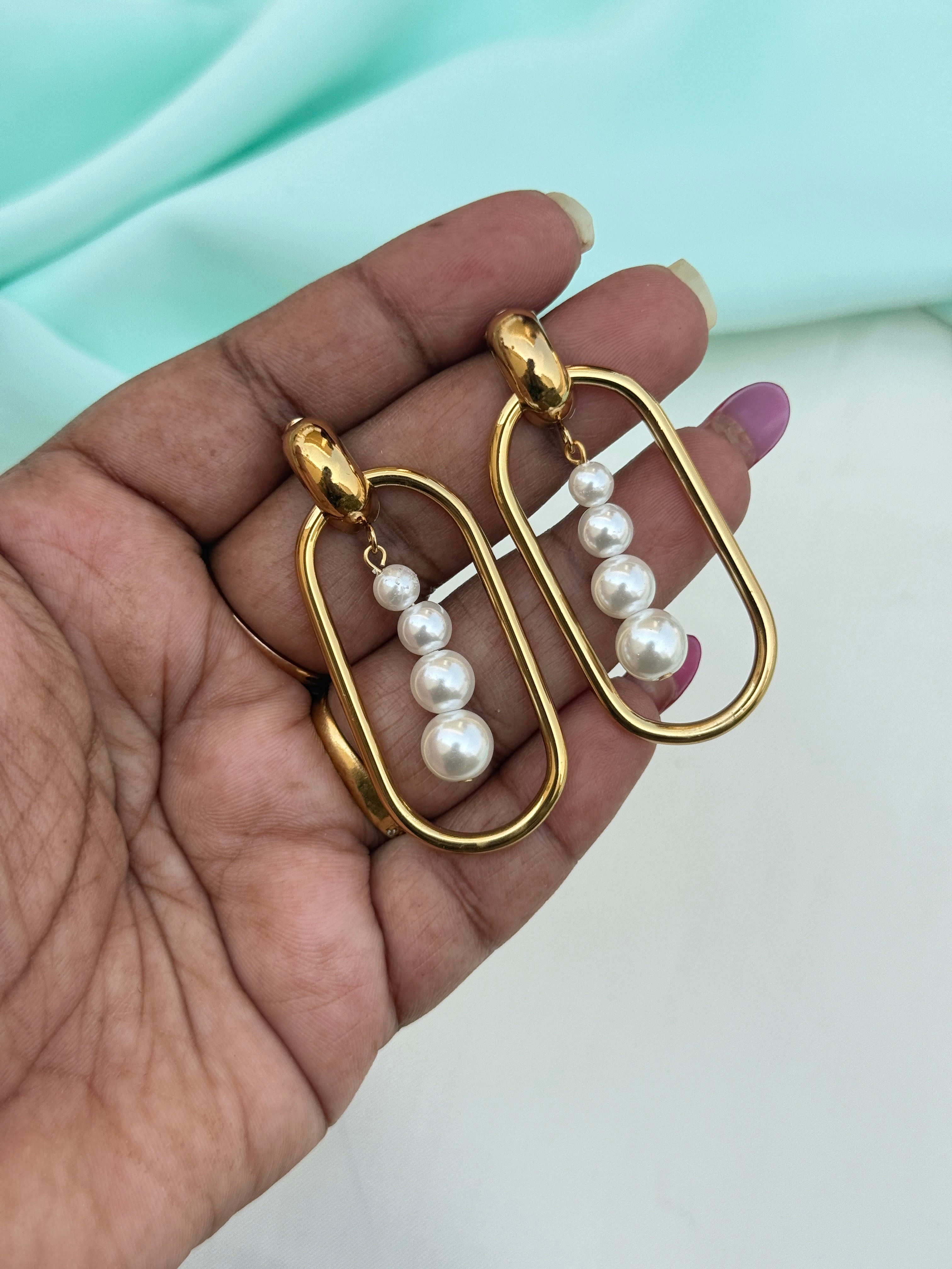 Er284 anti tarnish pearl earrings
