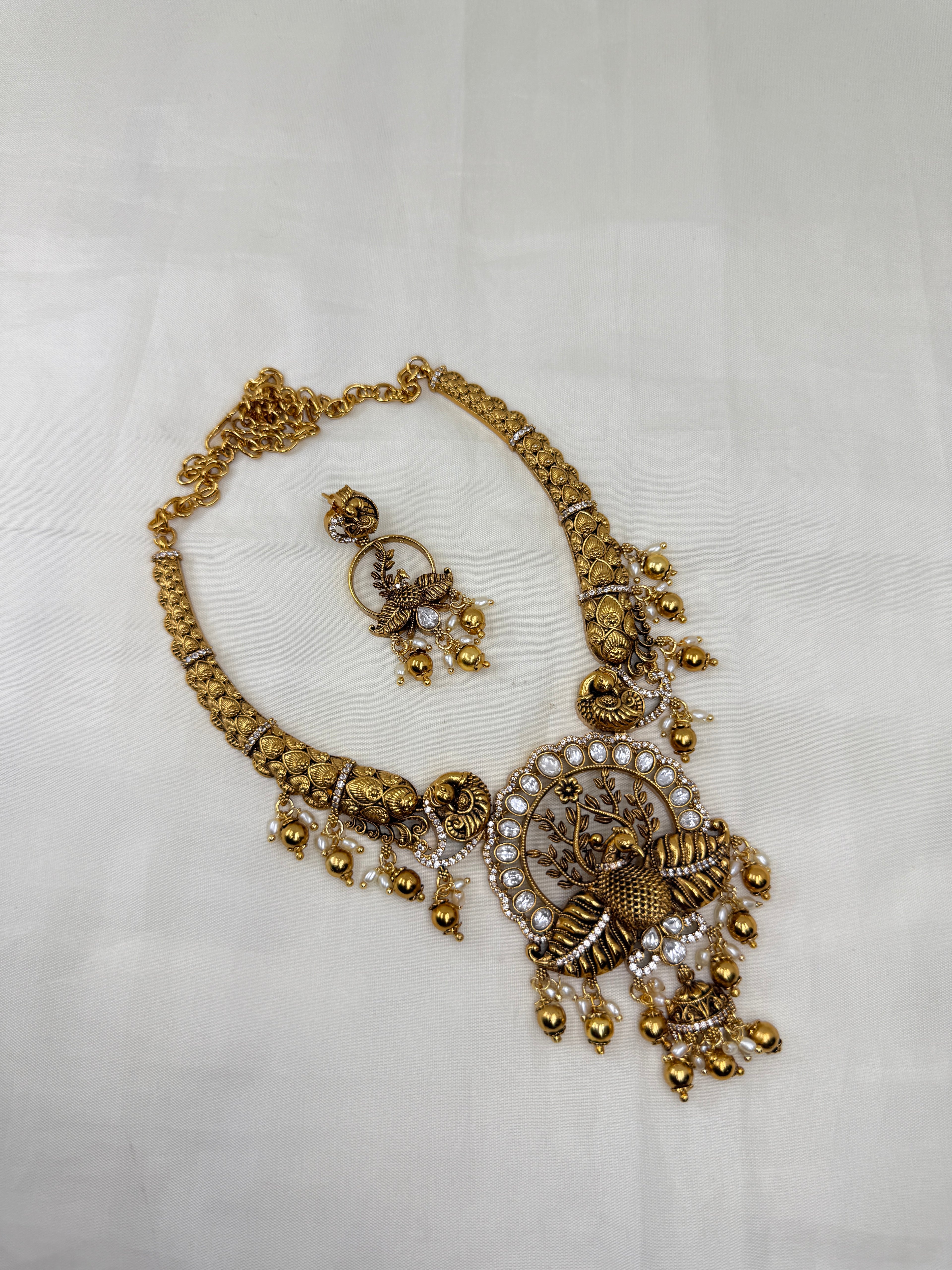 Ns311 kundan peacock kante neckset