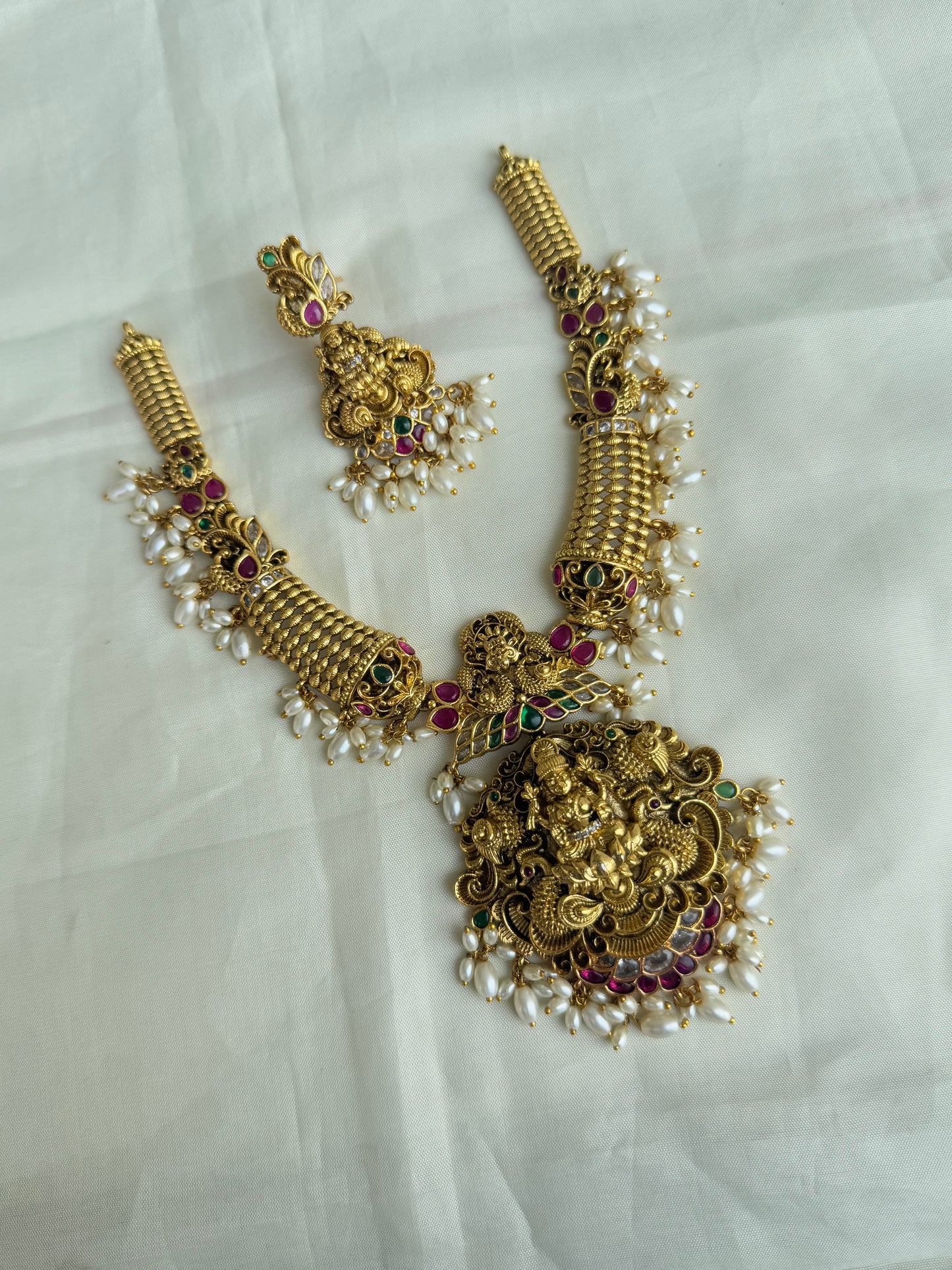 Ns0051 rice pearl nakshi Lakshmi Devi Neckset