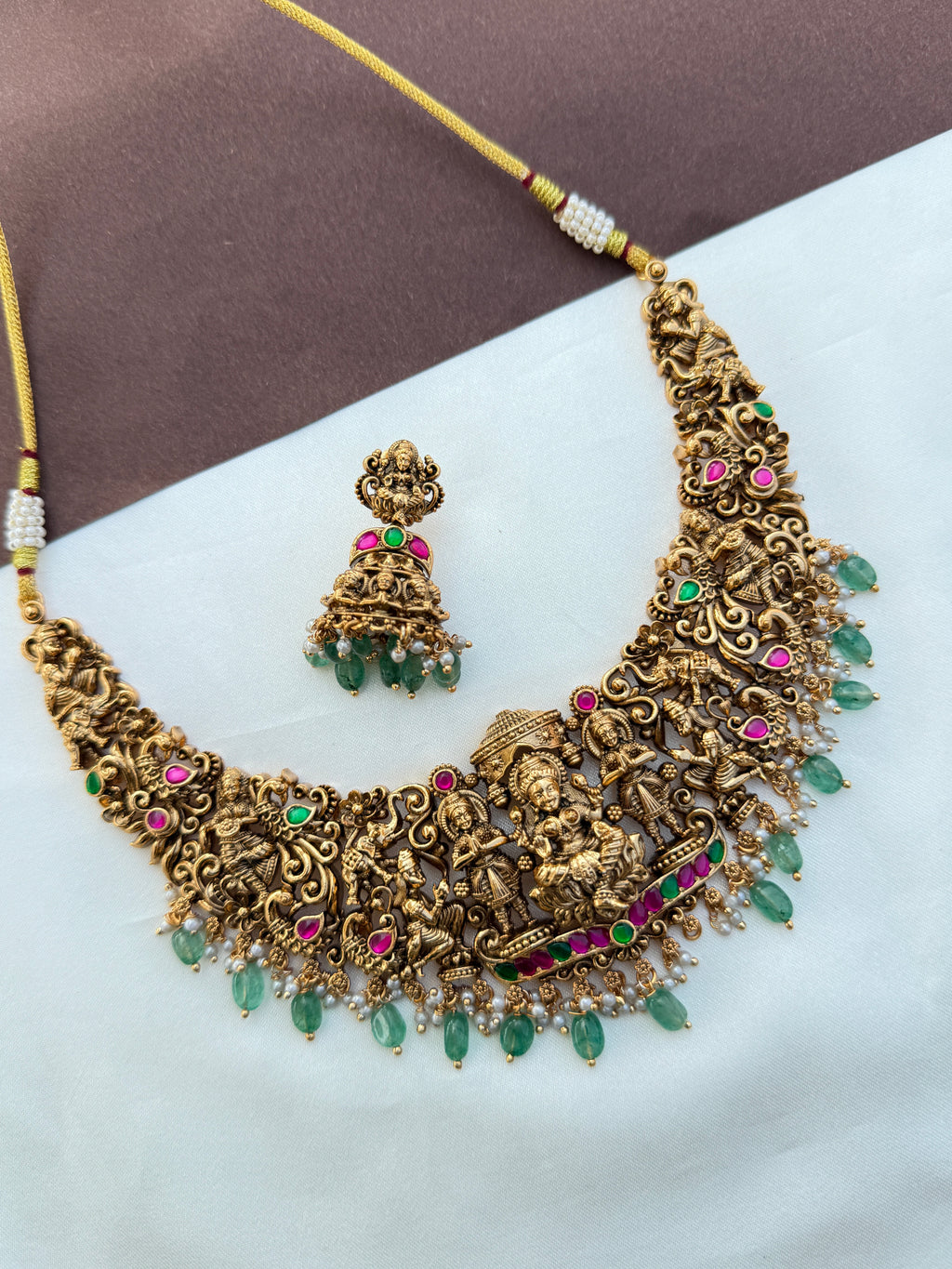 Ns596 nakshi Lakshmi Devi jadau Kundan neckset