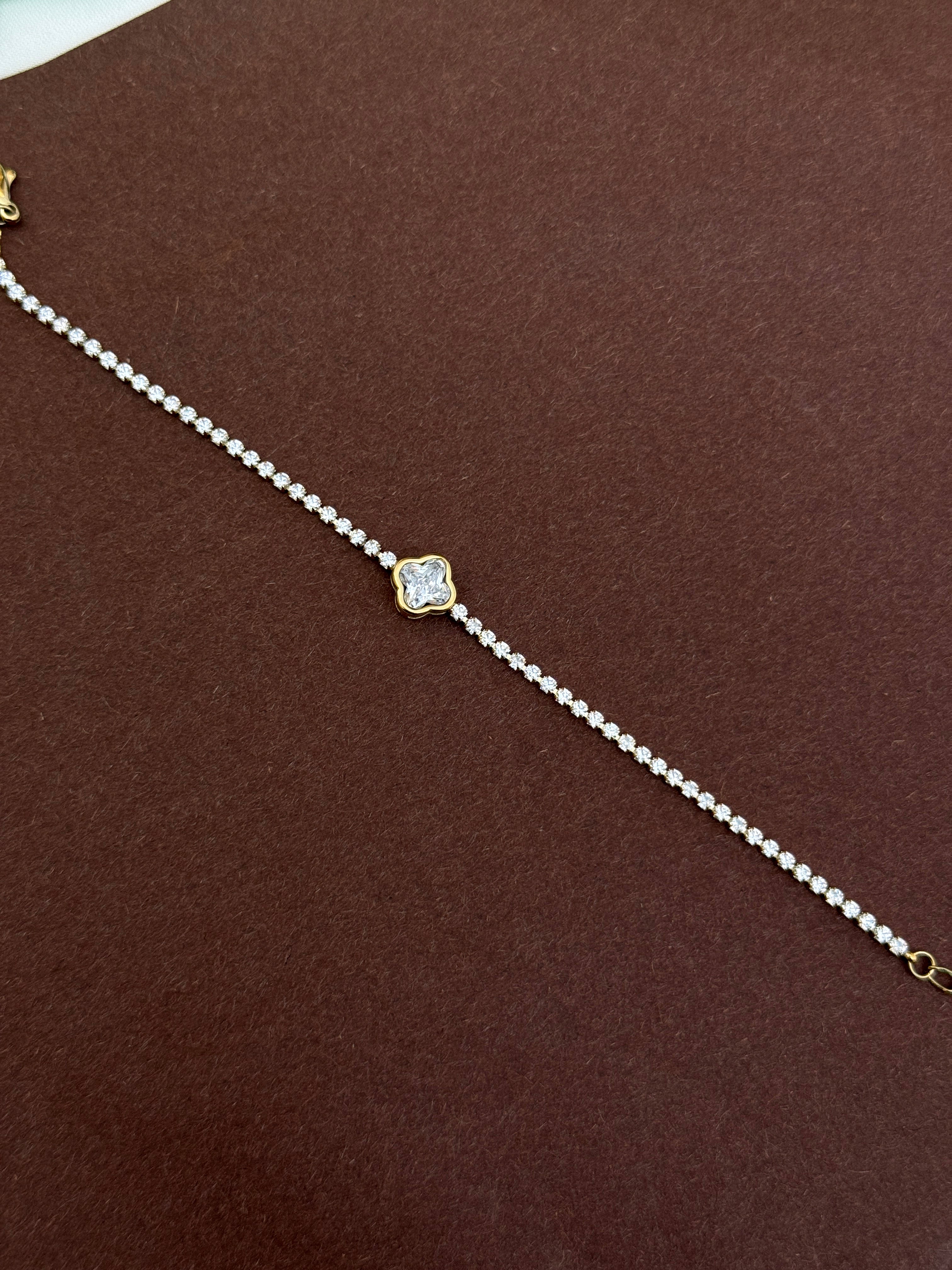 Ab545 anti tarnish stone 8 inches chain bracelet