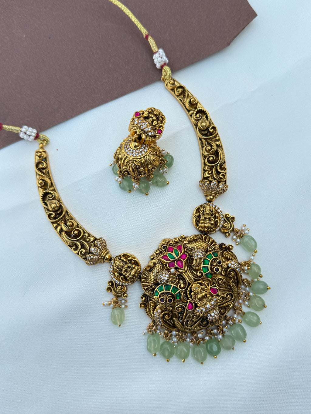 Ns615 jadau kundan nakshi lakshmi devi kante neckset