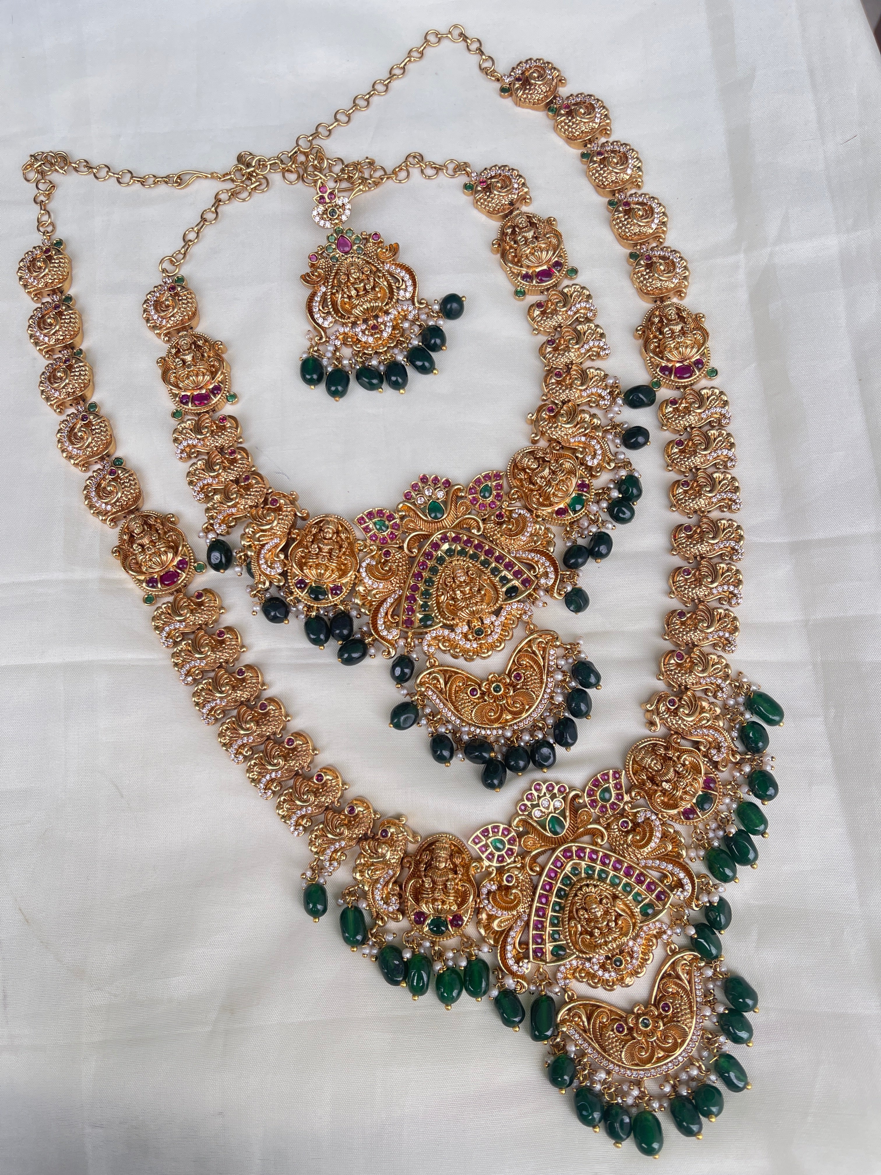 Nakshi combo..! Small neckset and long haram with earrings