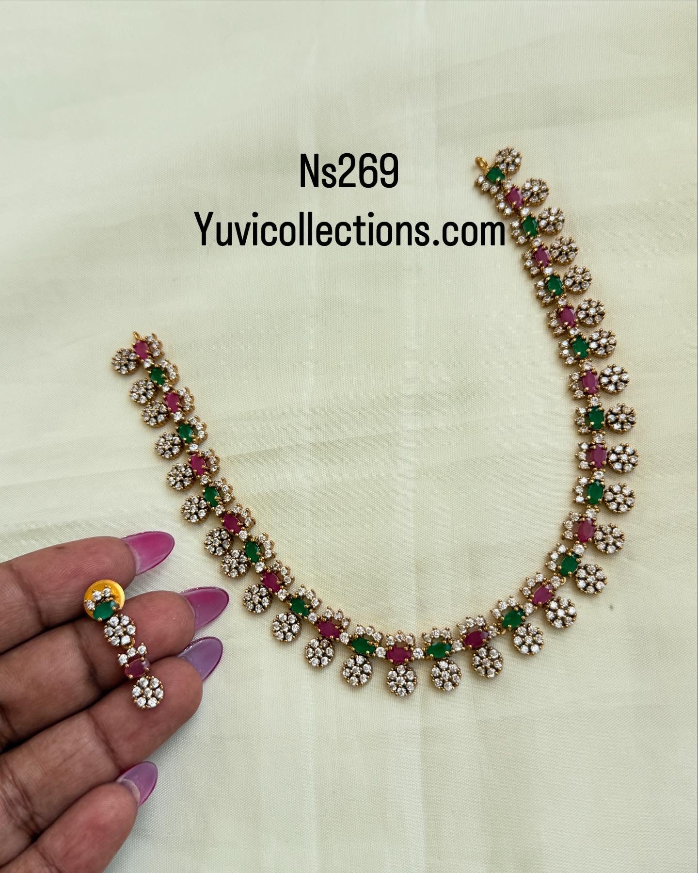 Ns269 multi cz neckset with earrings..!
