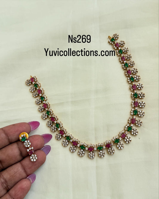 Ns269 multi cz neckset with earrings..!