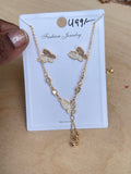 Butterfly dailywear chain with studs in gold and rose gold dc509