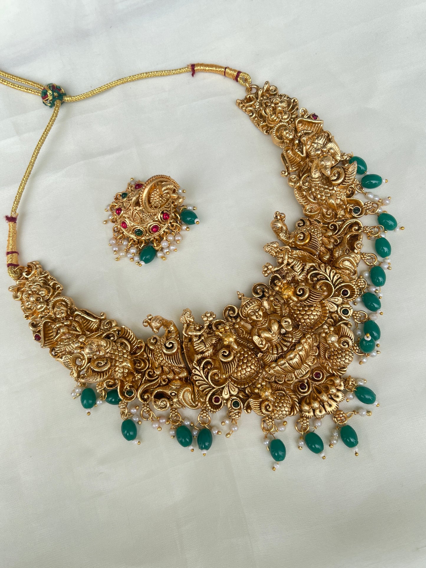 Matt finish lakshmidevi neckset with earrings