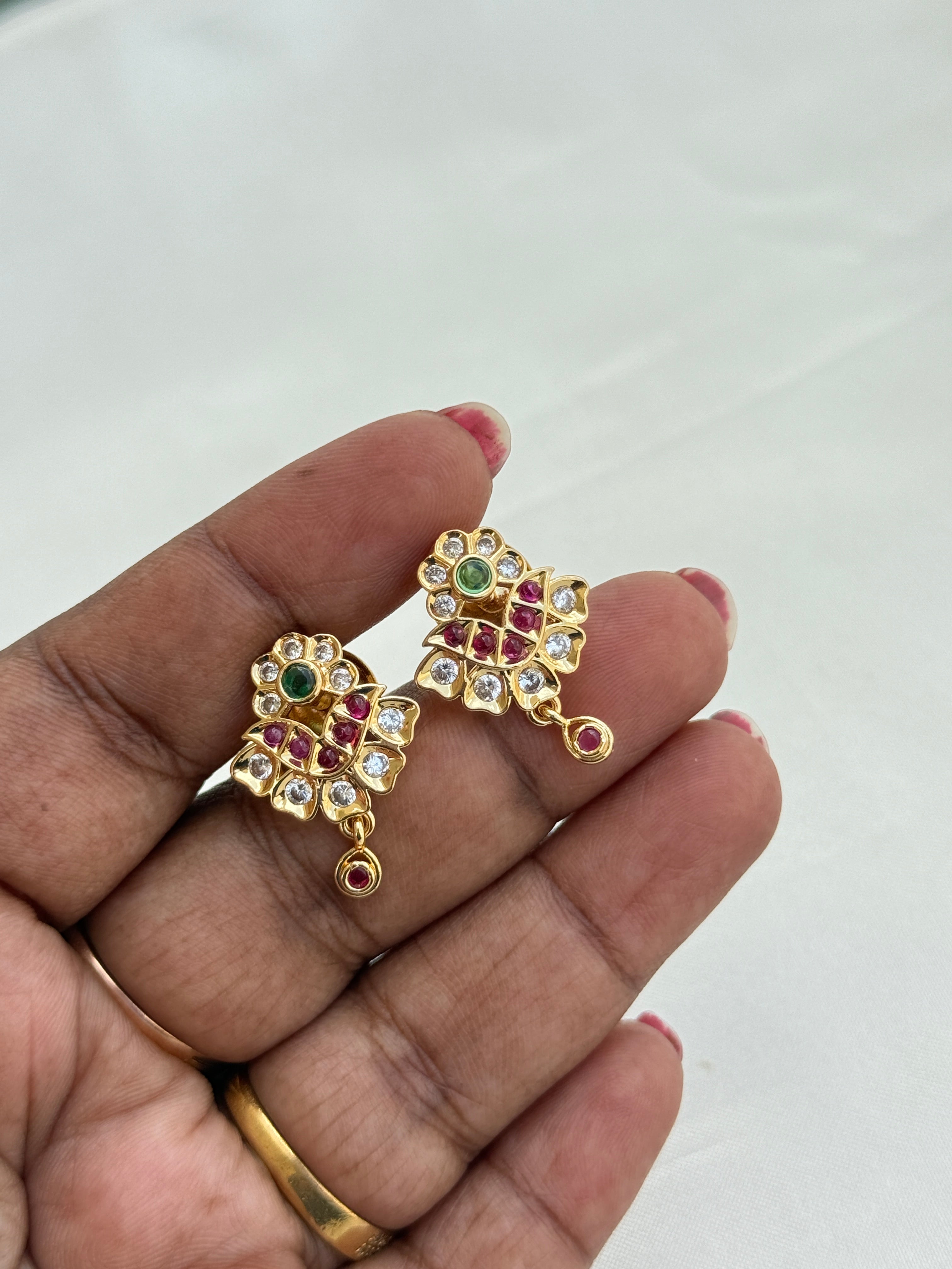 Panchaloham Multi stones small hanging back screw earrings ph804