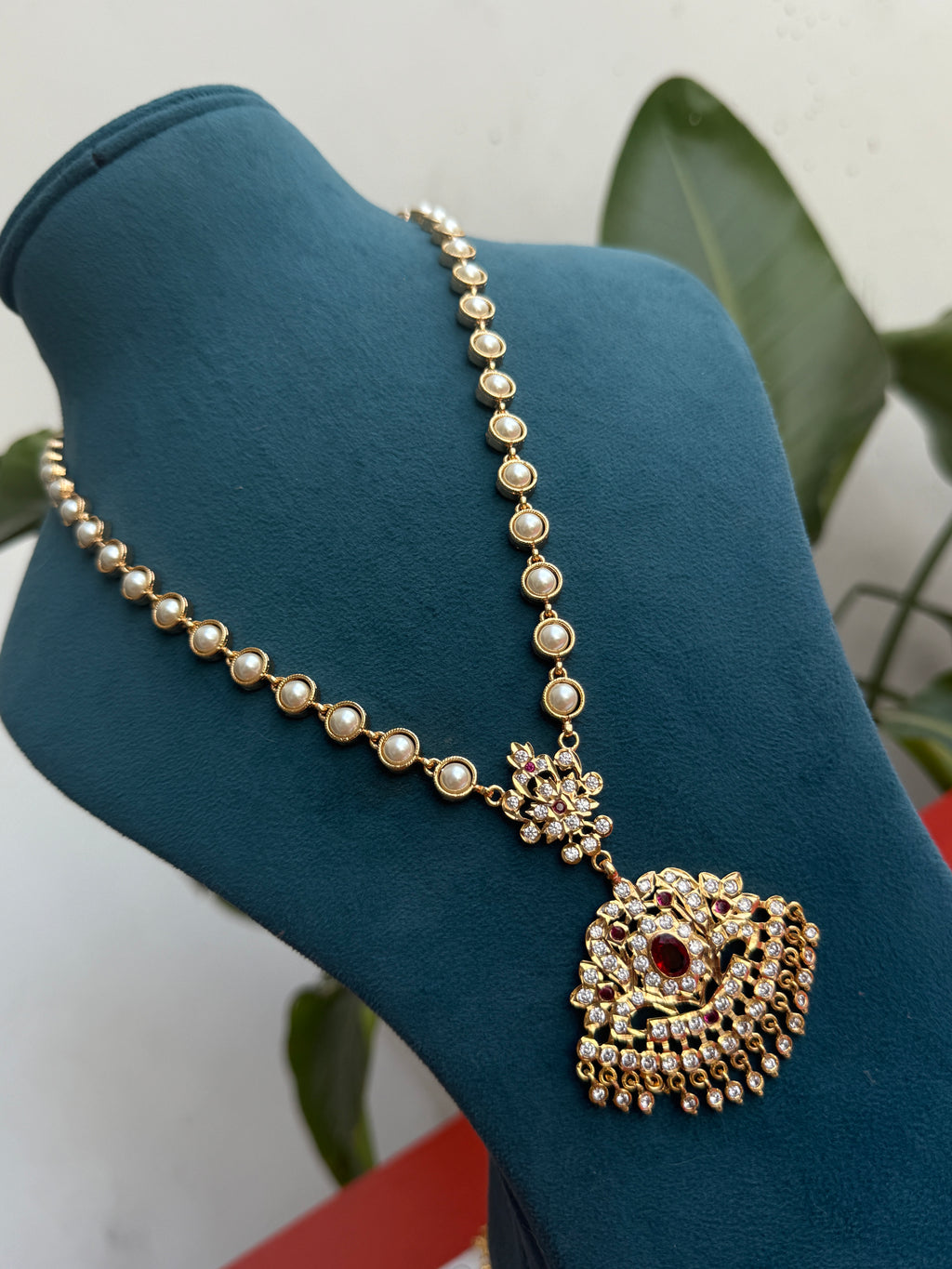 Ph128 panchaloham pearl long chain with pendant
