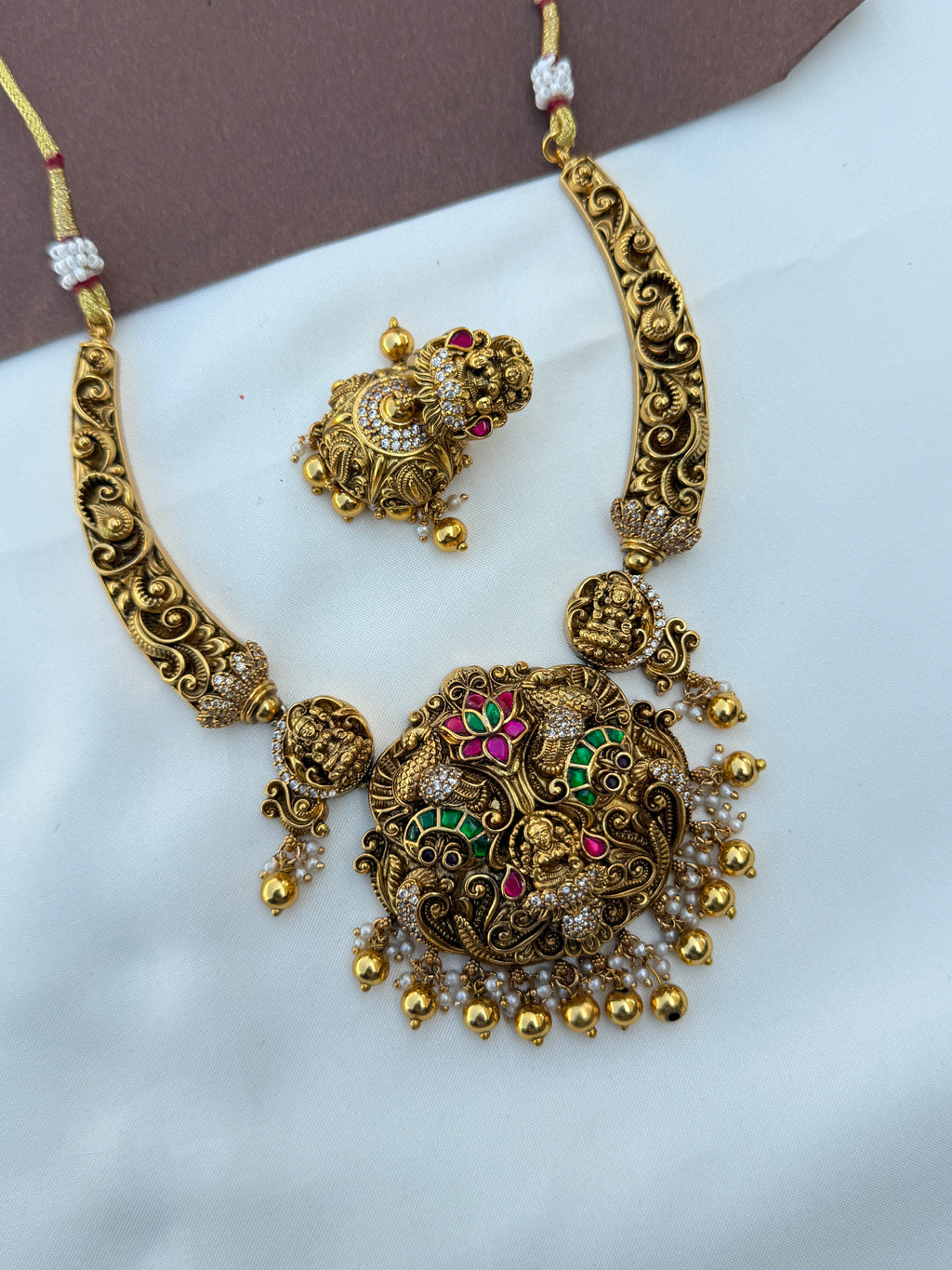 Ns615 jadau kundan nakshi lakshmi devi kante neckset