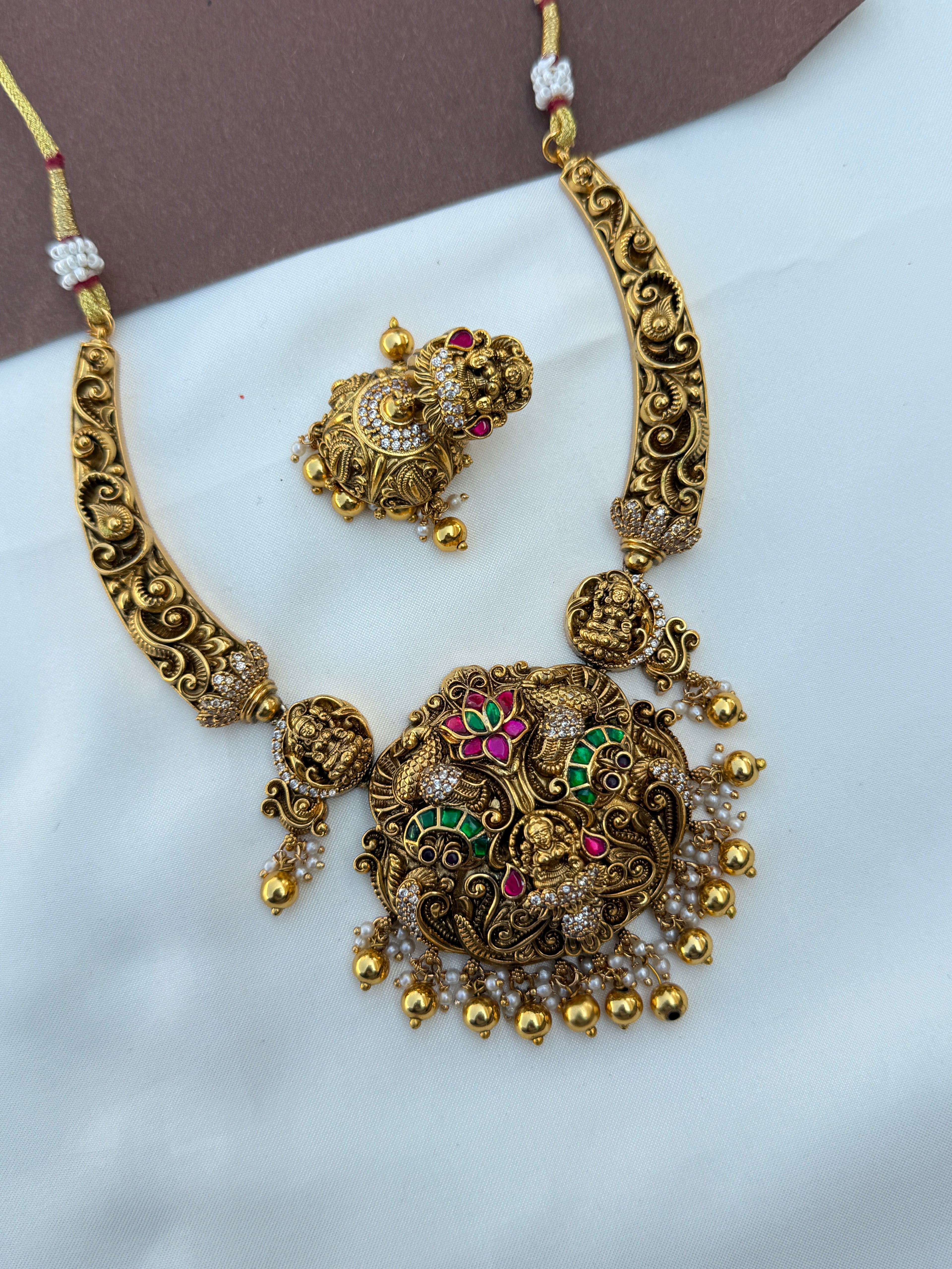 Ns615 jadau kundan nakshi lakshmi devi kante neckset