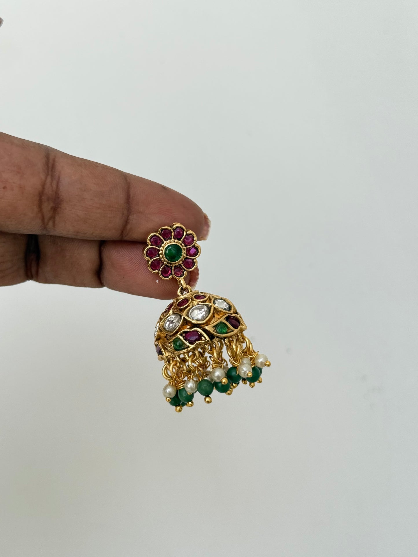 Er5058 kundan kemp butta earrings