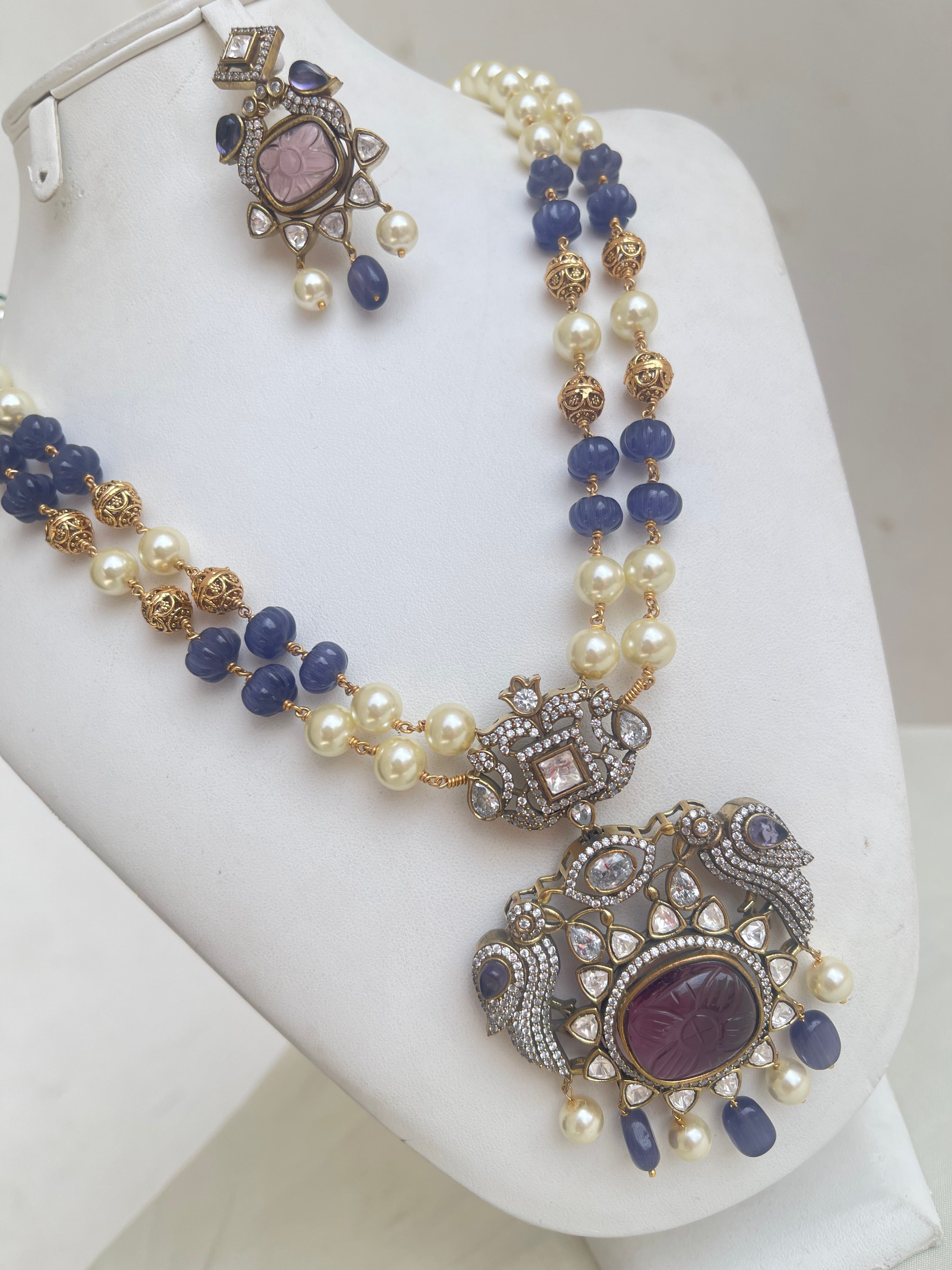 Pumpkin ,pearl beads with Victorian pendant