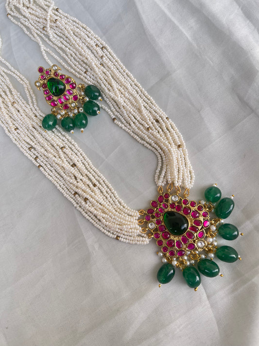 Sugar pearl jadau Kundan neckset with earrings