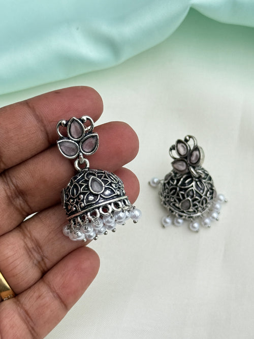 Er207 oxidised butta back push earings
