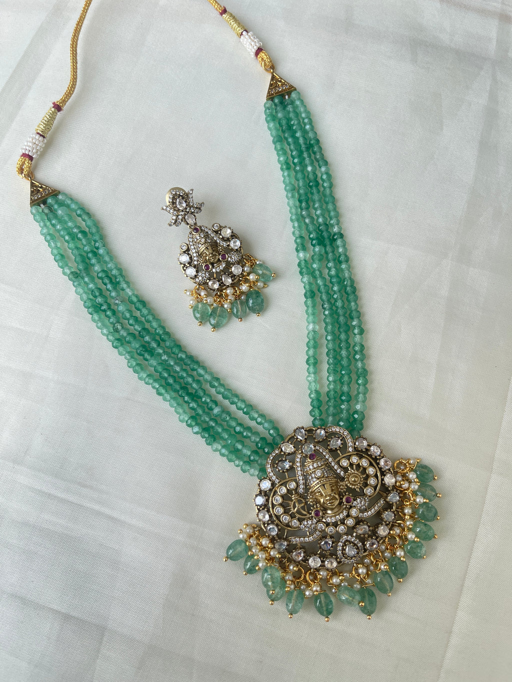 Lord venkateshwara pendant with 4 lines beads Ns1515