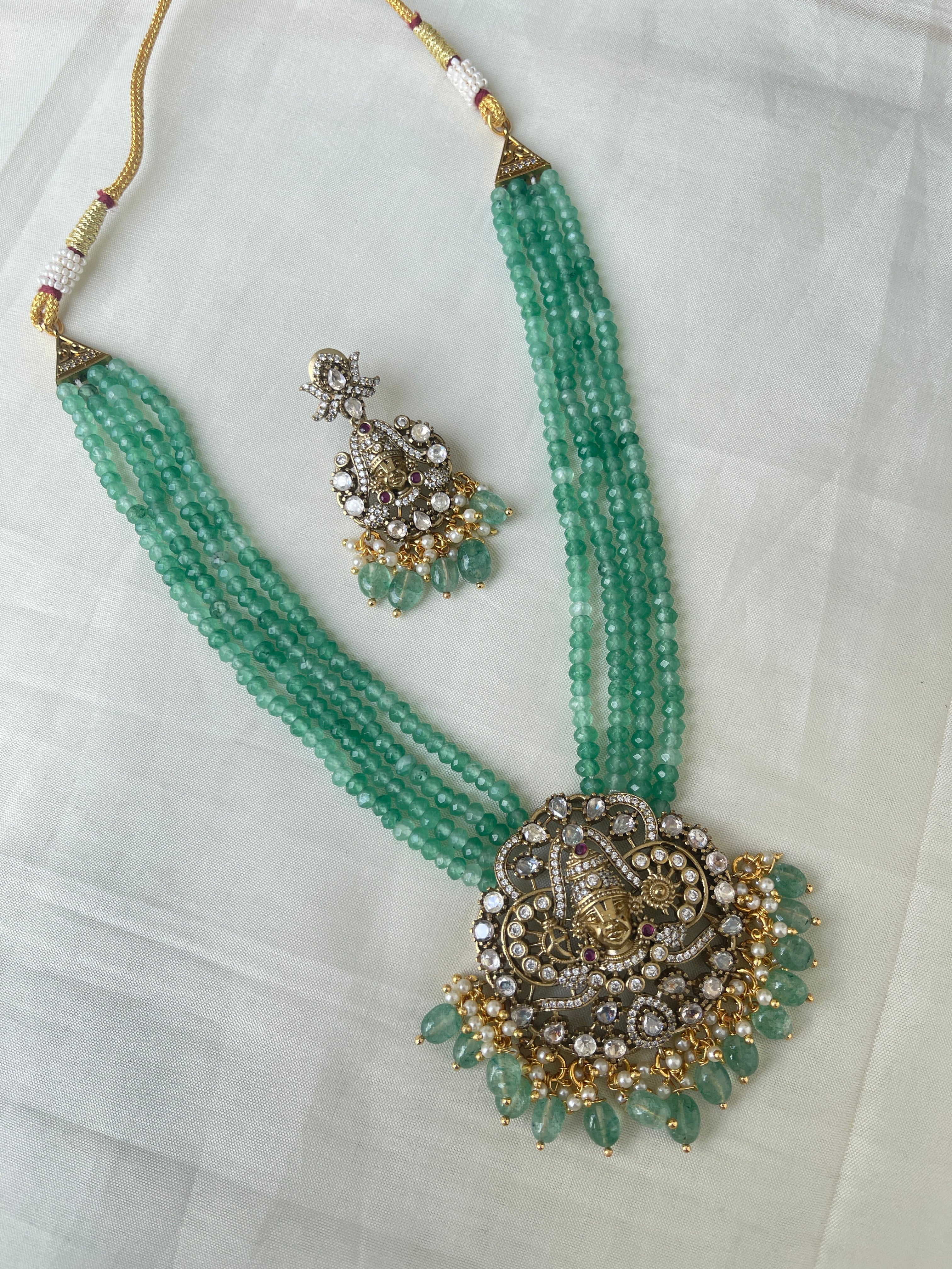 Lord venkateshwara pendant with 4 lines beads Ns1515