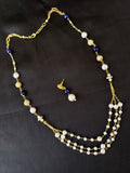 White blue 3 layers chain with earrings pr006