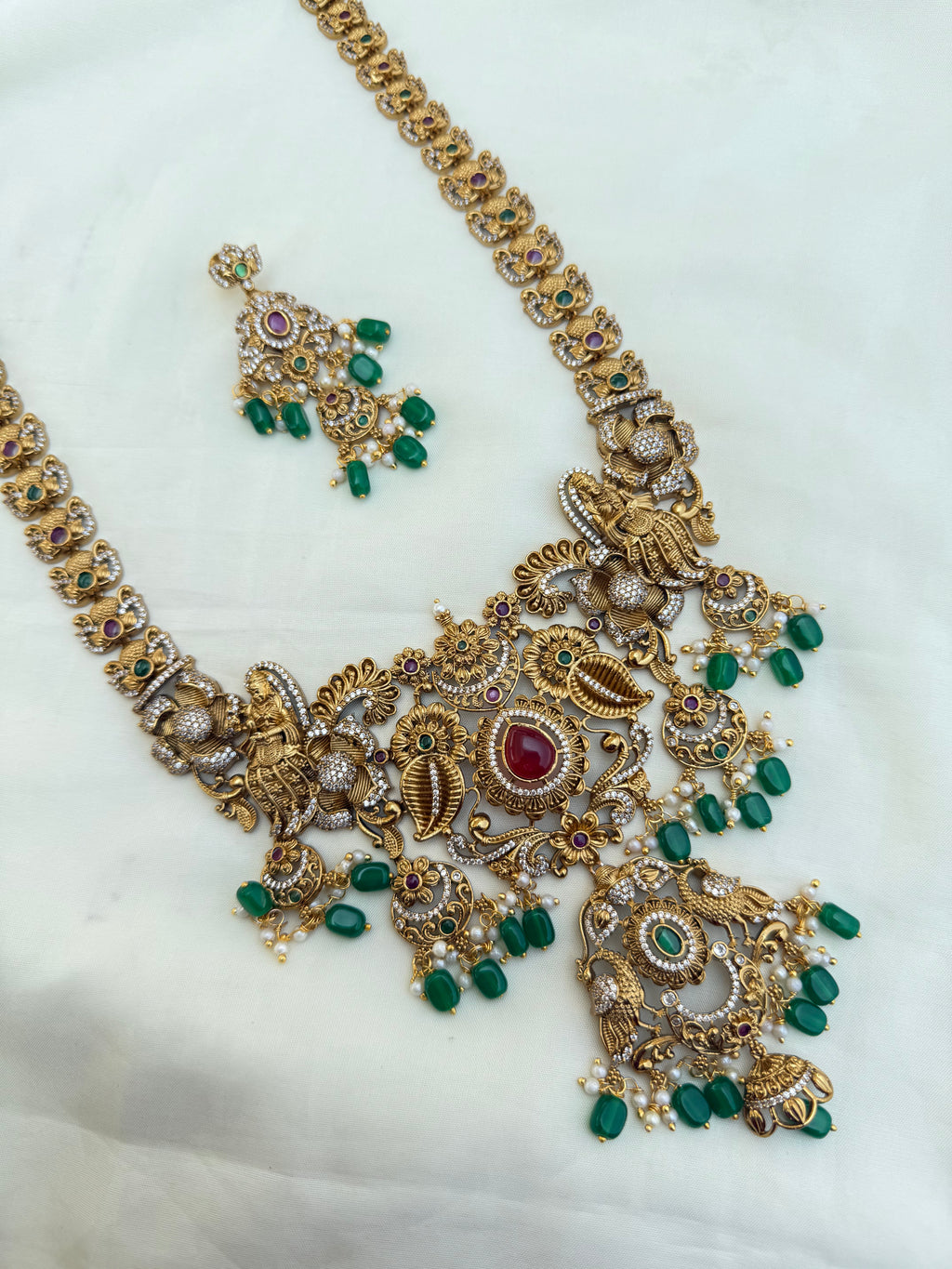 Lh202 long heavy haram with green beads