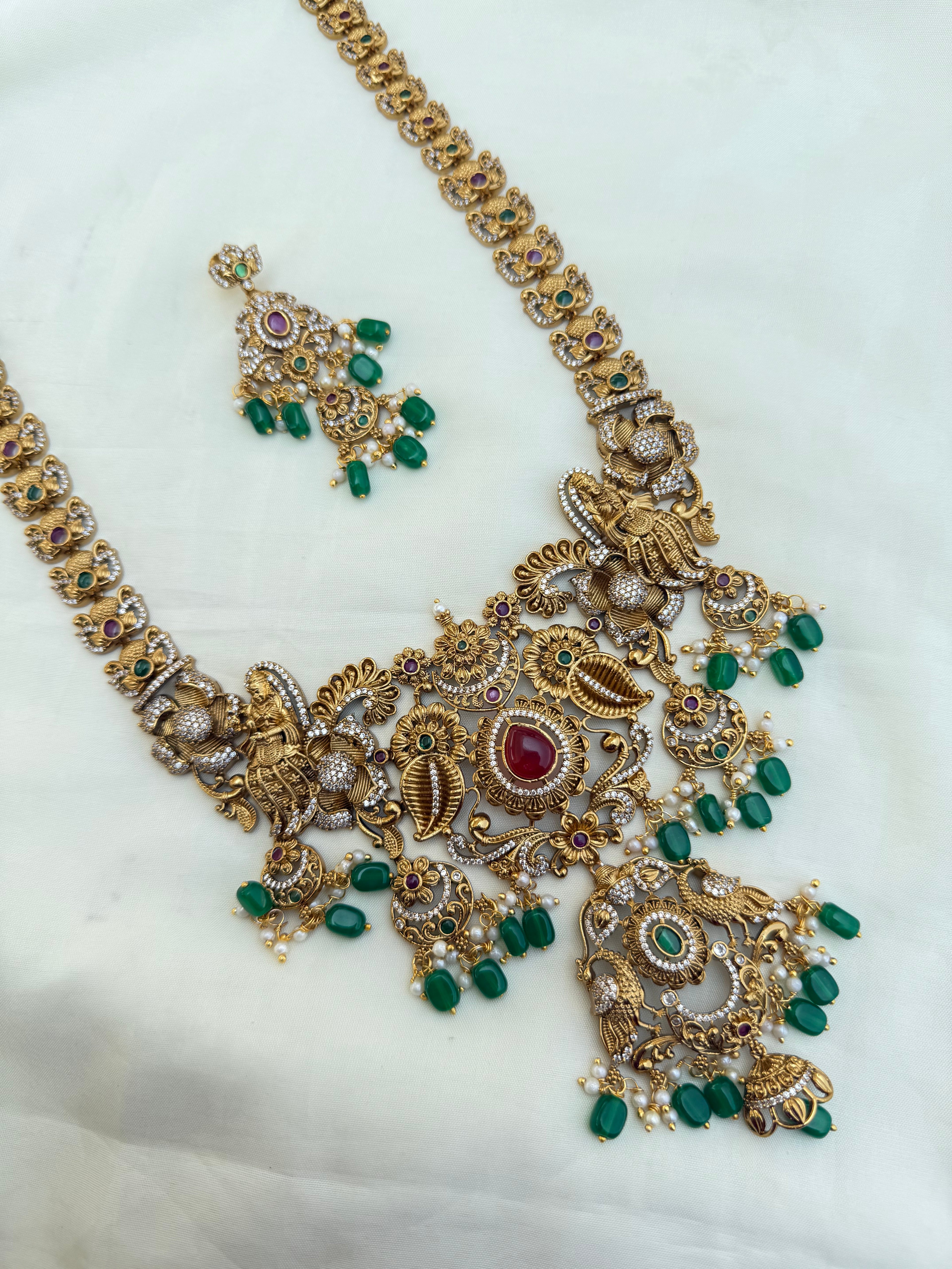Lh202 long heavy haram with green beads