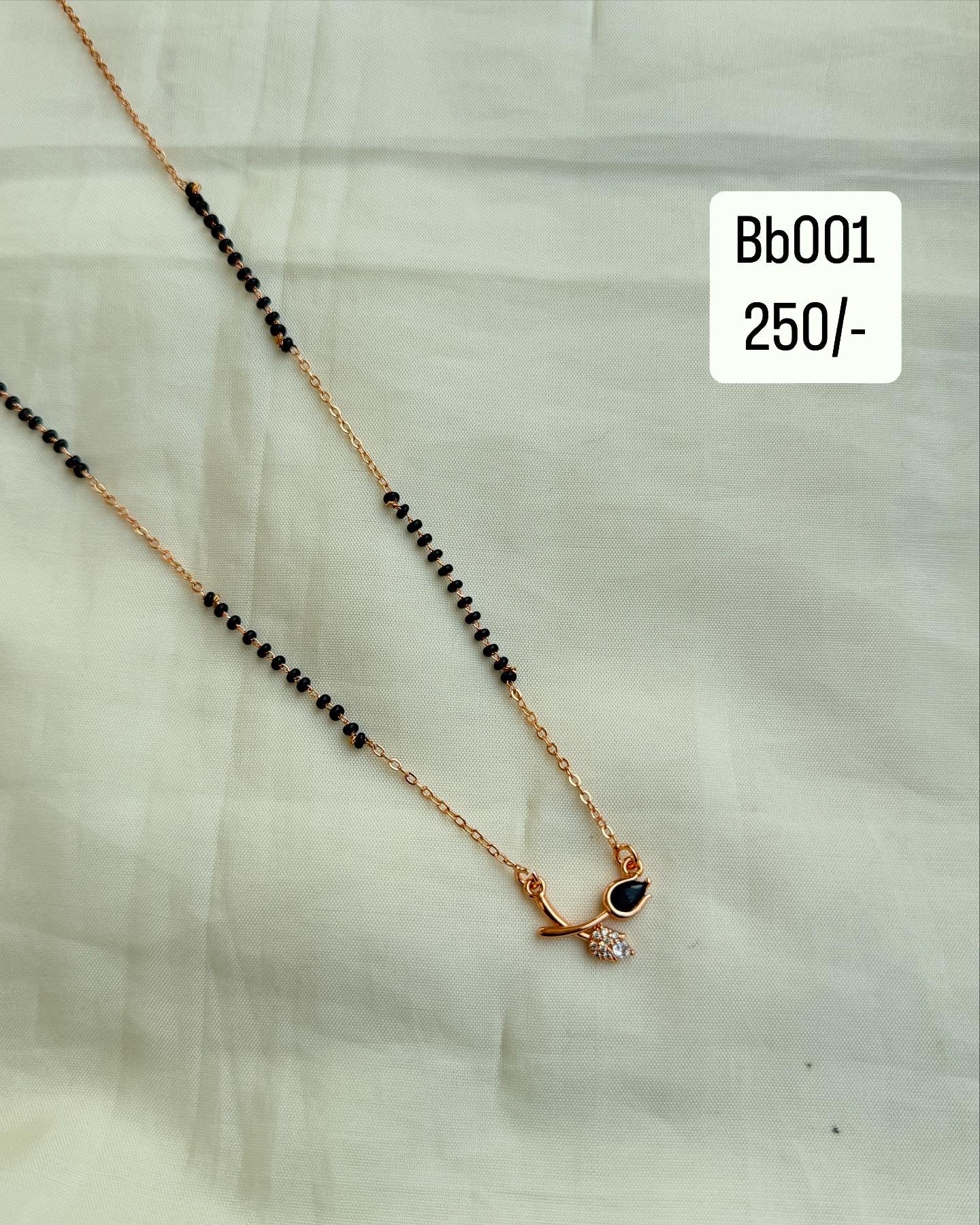 Bb001 singles line rose gold flower short blackbeads