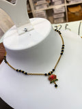 Multi lotus drop Black beads 18 inches BB420