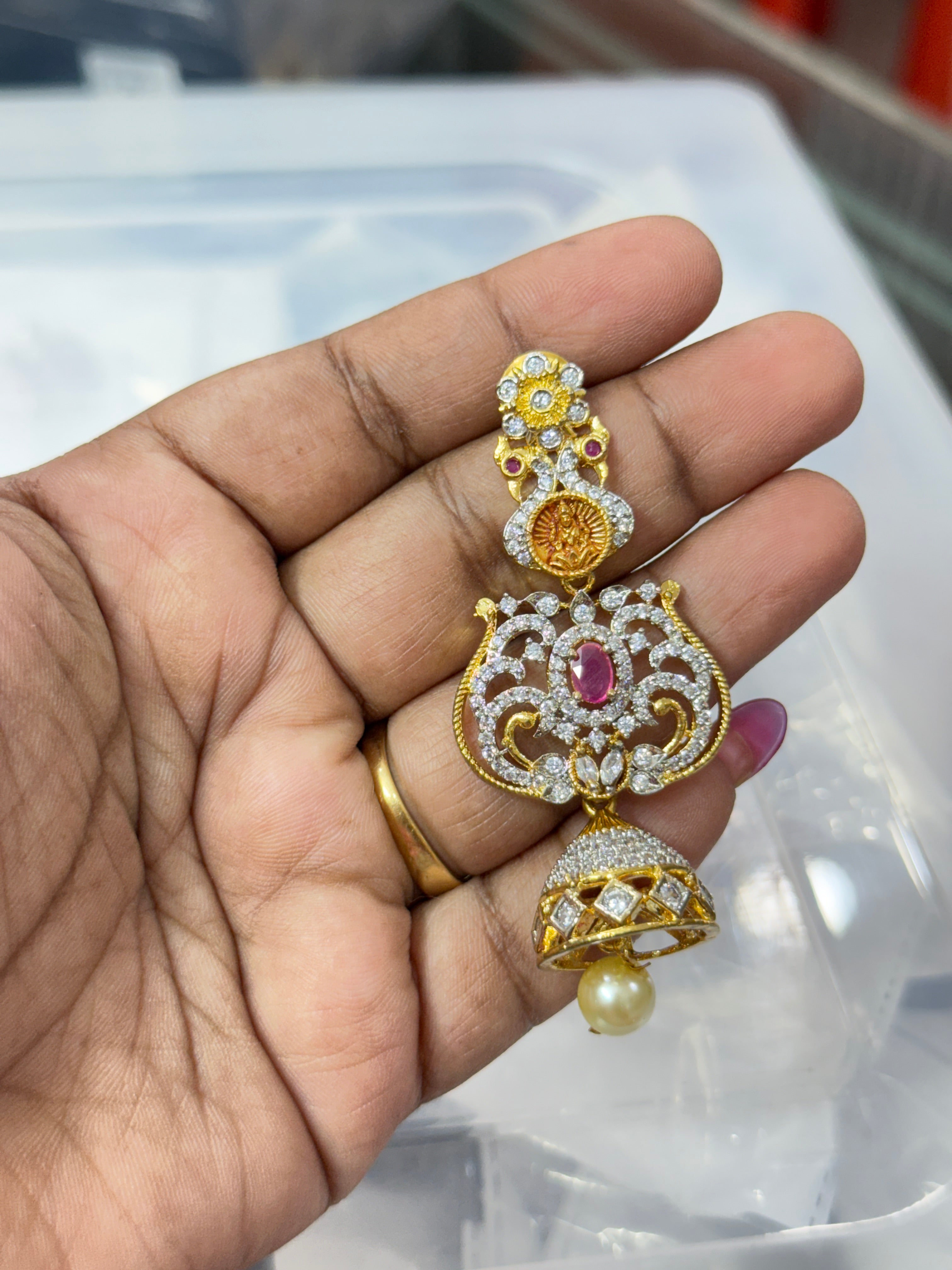 3 -in-1 diamond finish earrings sen13