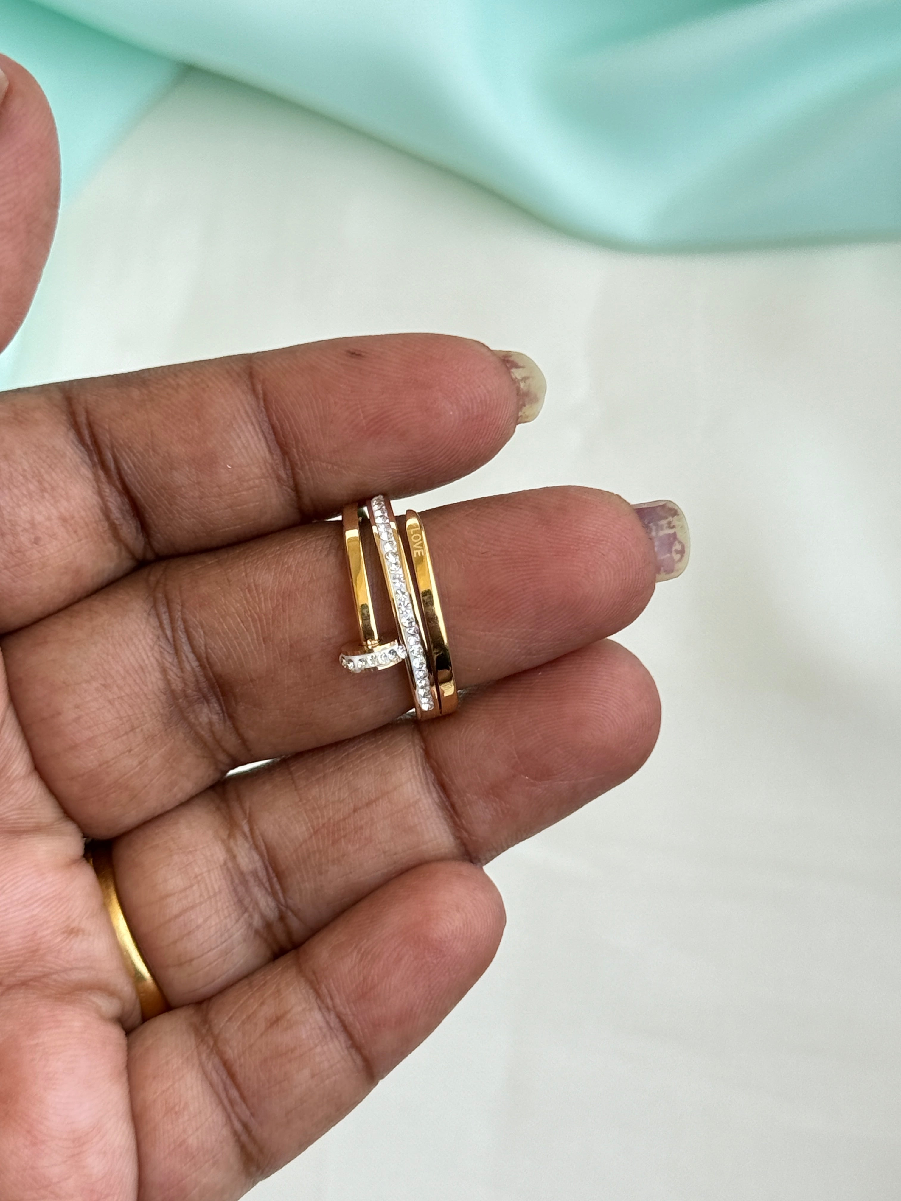 Rg100 anti tarnish stones finger rings