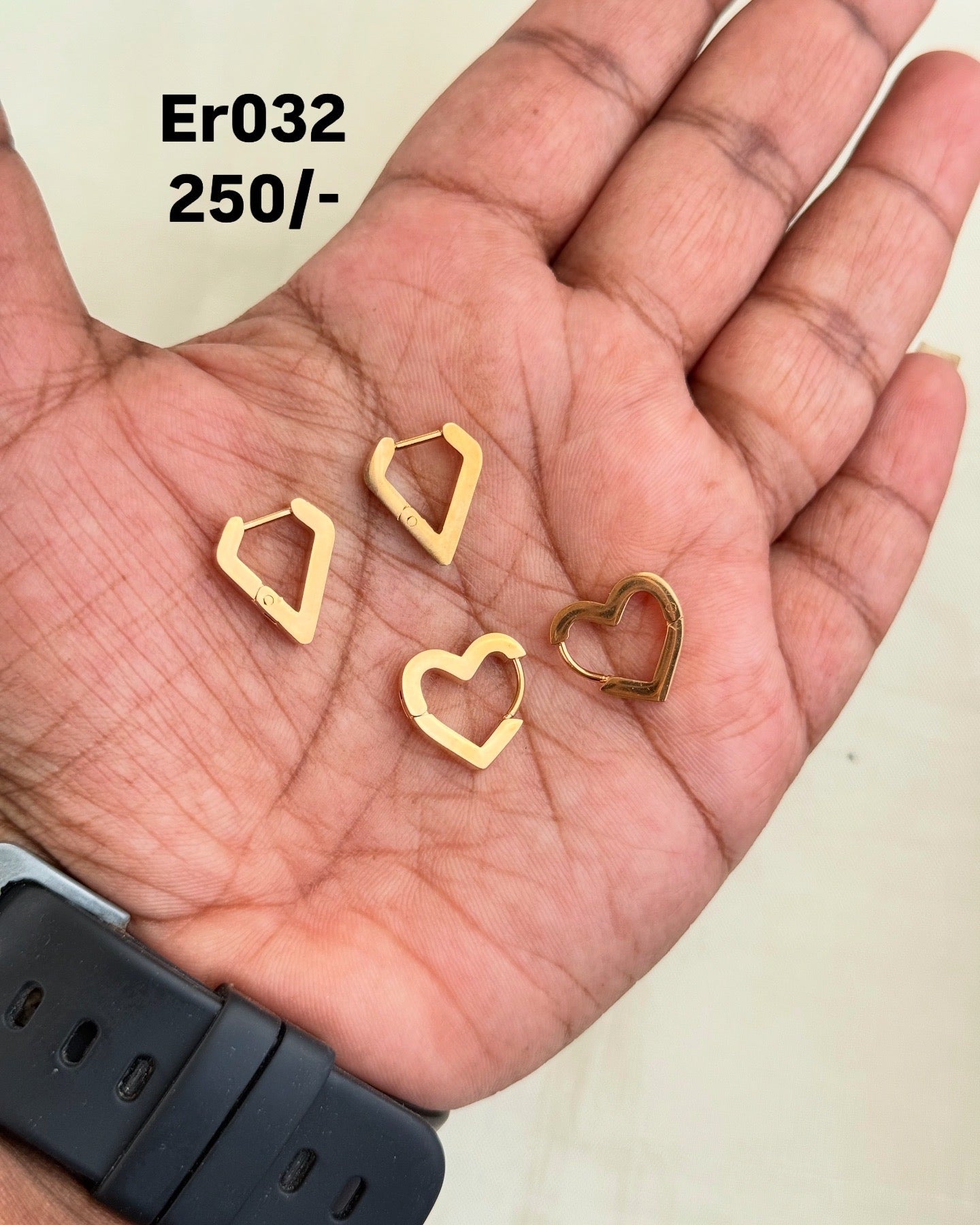 Er032 Anti-tarnish triangle,heart hoops