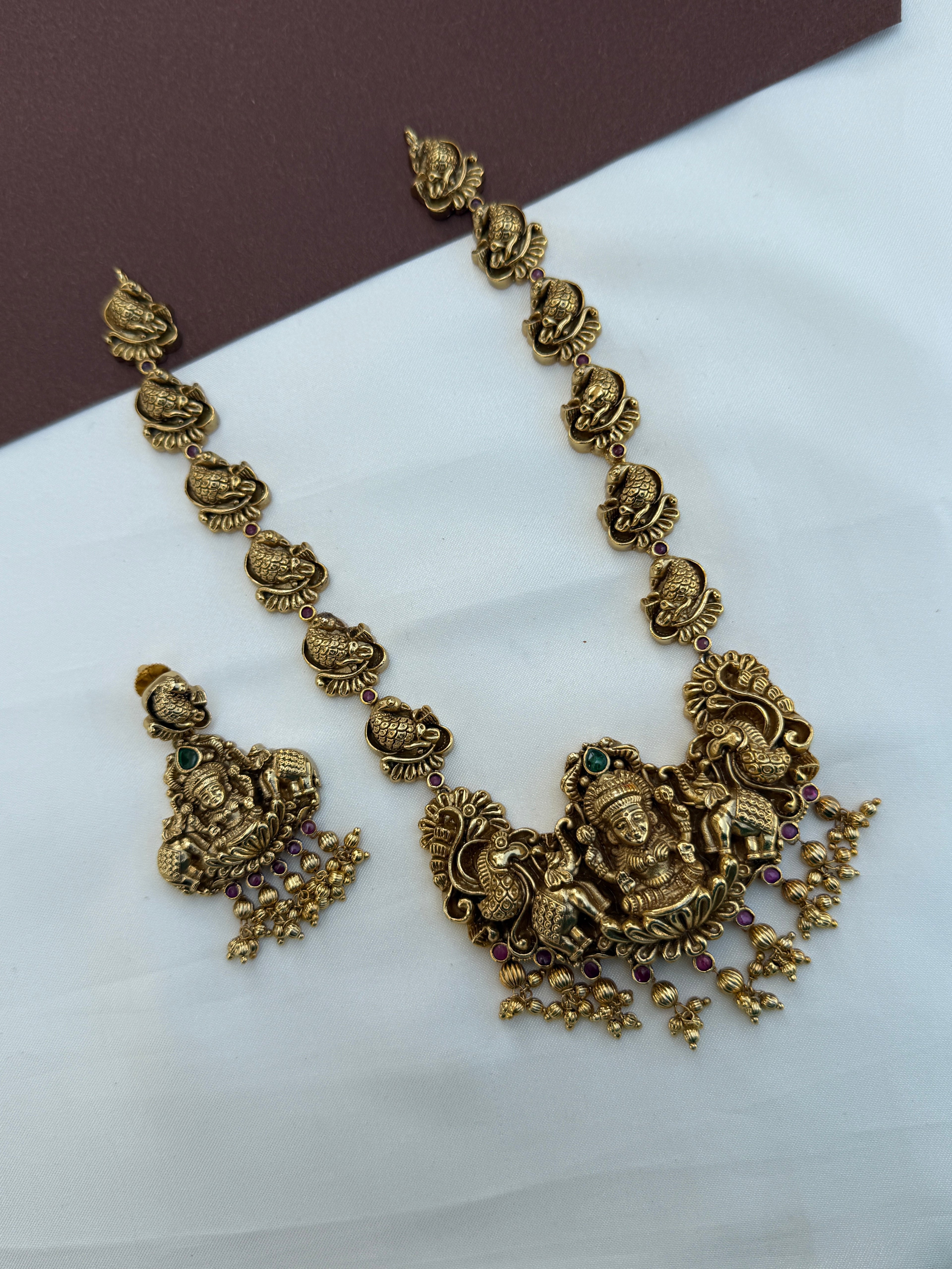 Ns740 nakshi elephant gold neckset