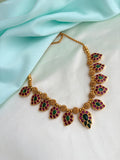 2-in-1 Dual-Sided antique gold Mango motif neckset with Ruby, Emerald, and kundan Stones Ns946