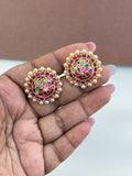 ER6030 jadau kundan studs with Bombay screw