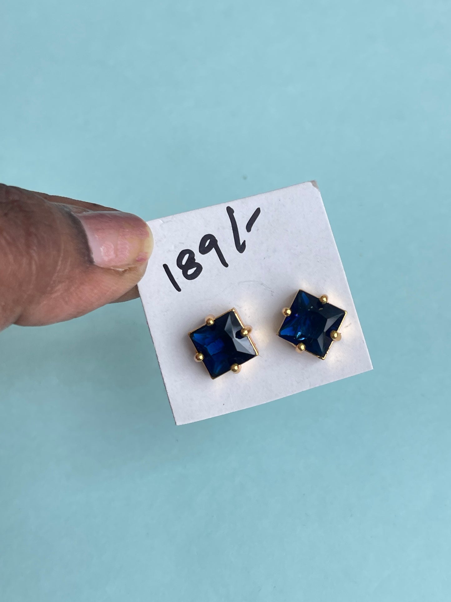 Square blue screw back studs