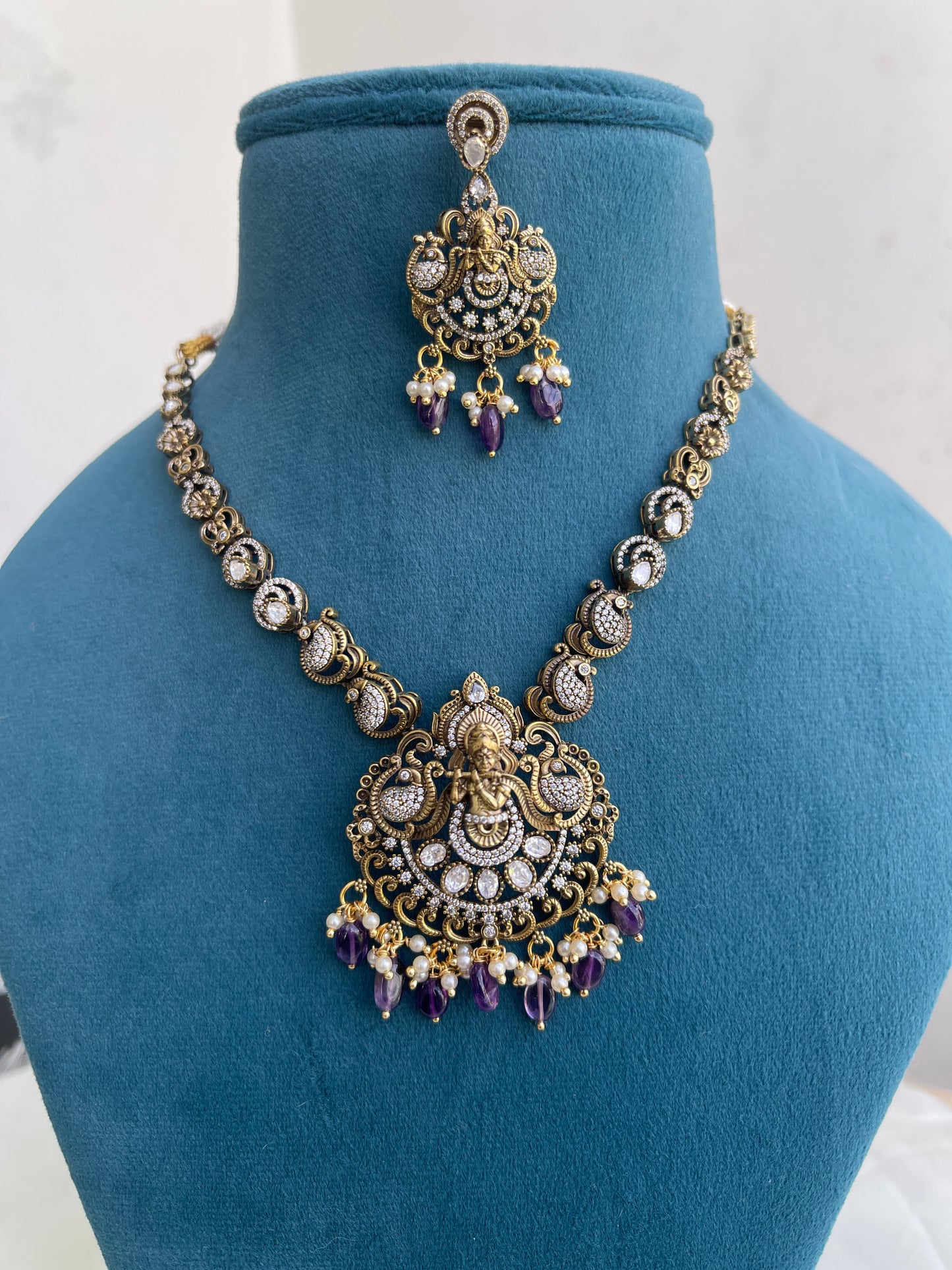 Ns1517 lord Krishna Victorian purple neckset