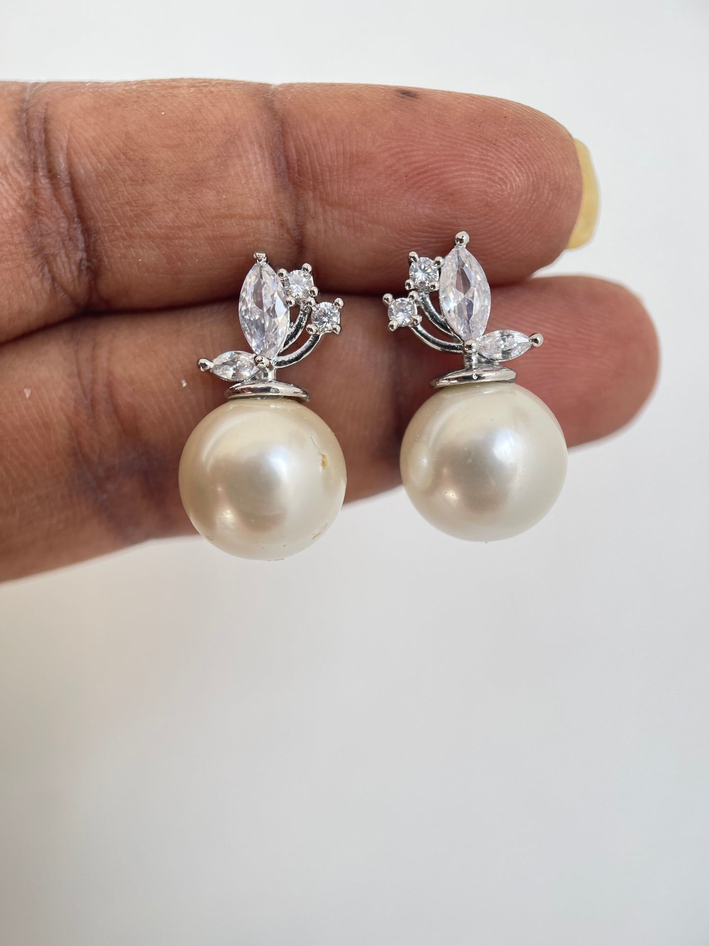 Silver pearl studs