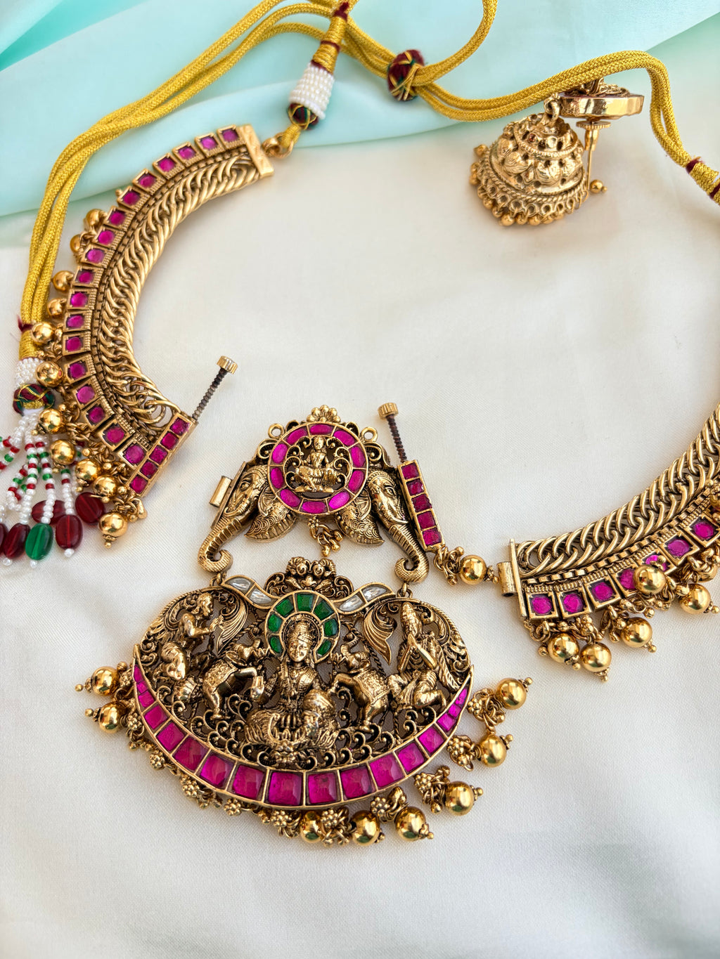 2 in 1 Removable pendent with Jadau Kundan jalebi Neckset with Earrings Ns224