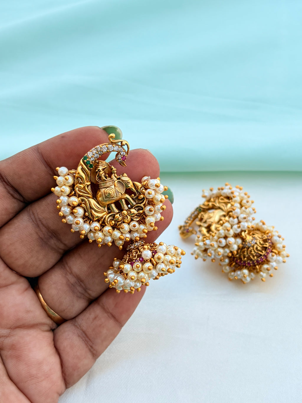 Elephant design pearls butta earrings Er962