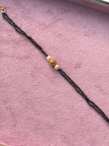Br0016 crystal black bead and pearls with antic gold ball bracelet 7inches
