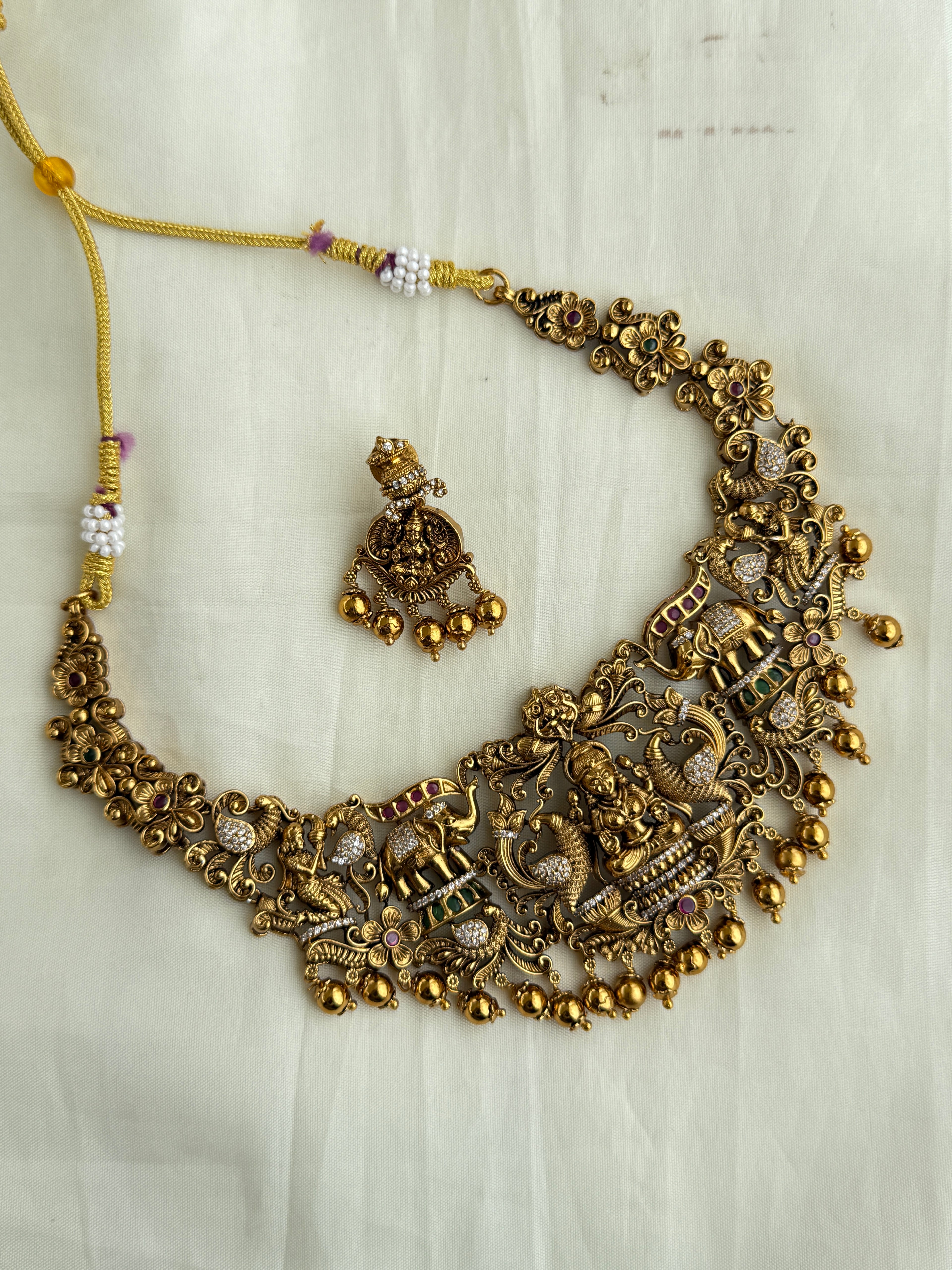 Ns310 Lakshmi devi elepant nakshi neckset