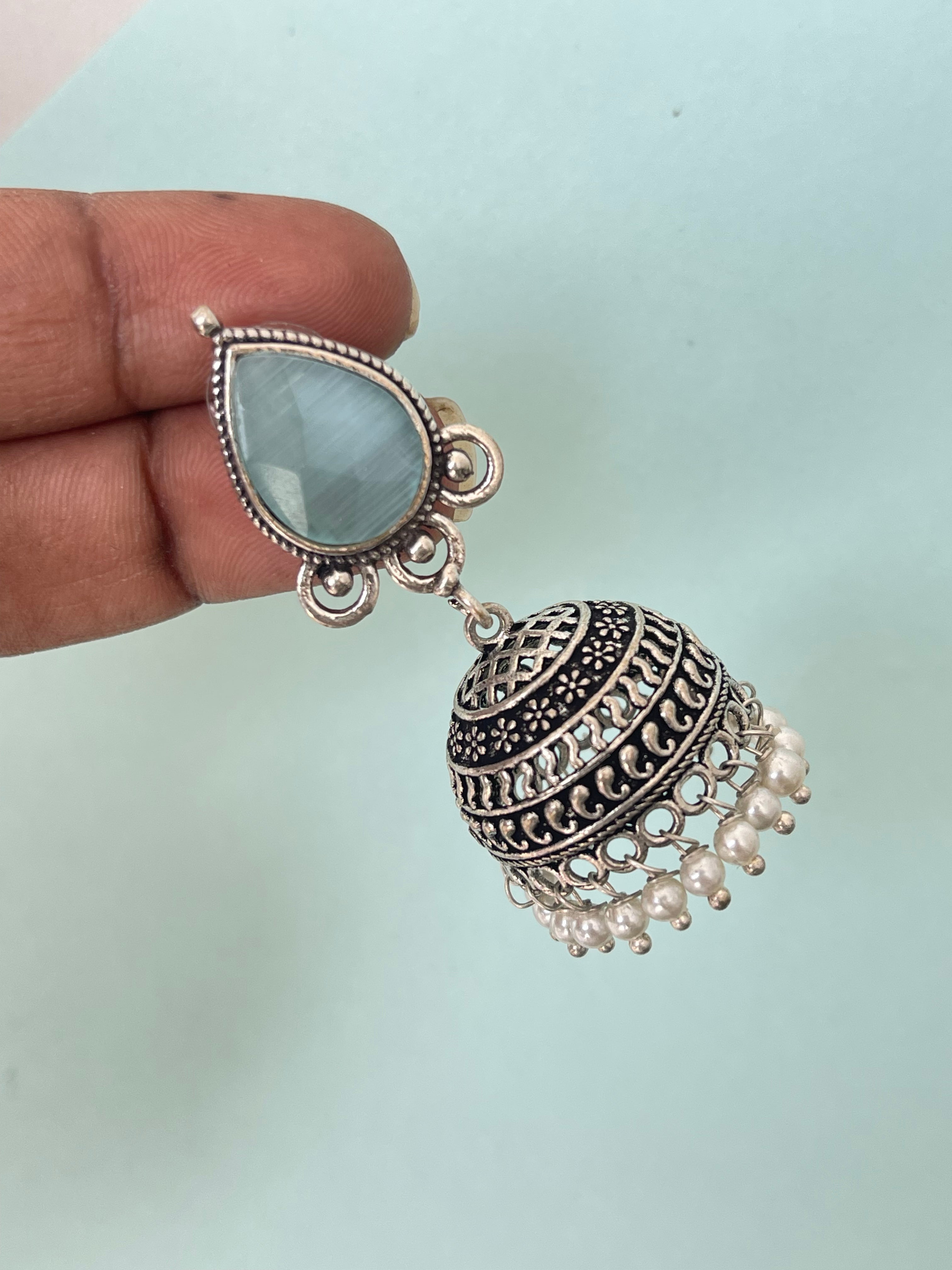 Oxo Oxidised jhumkas