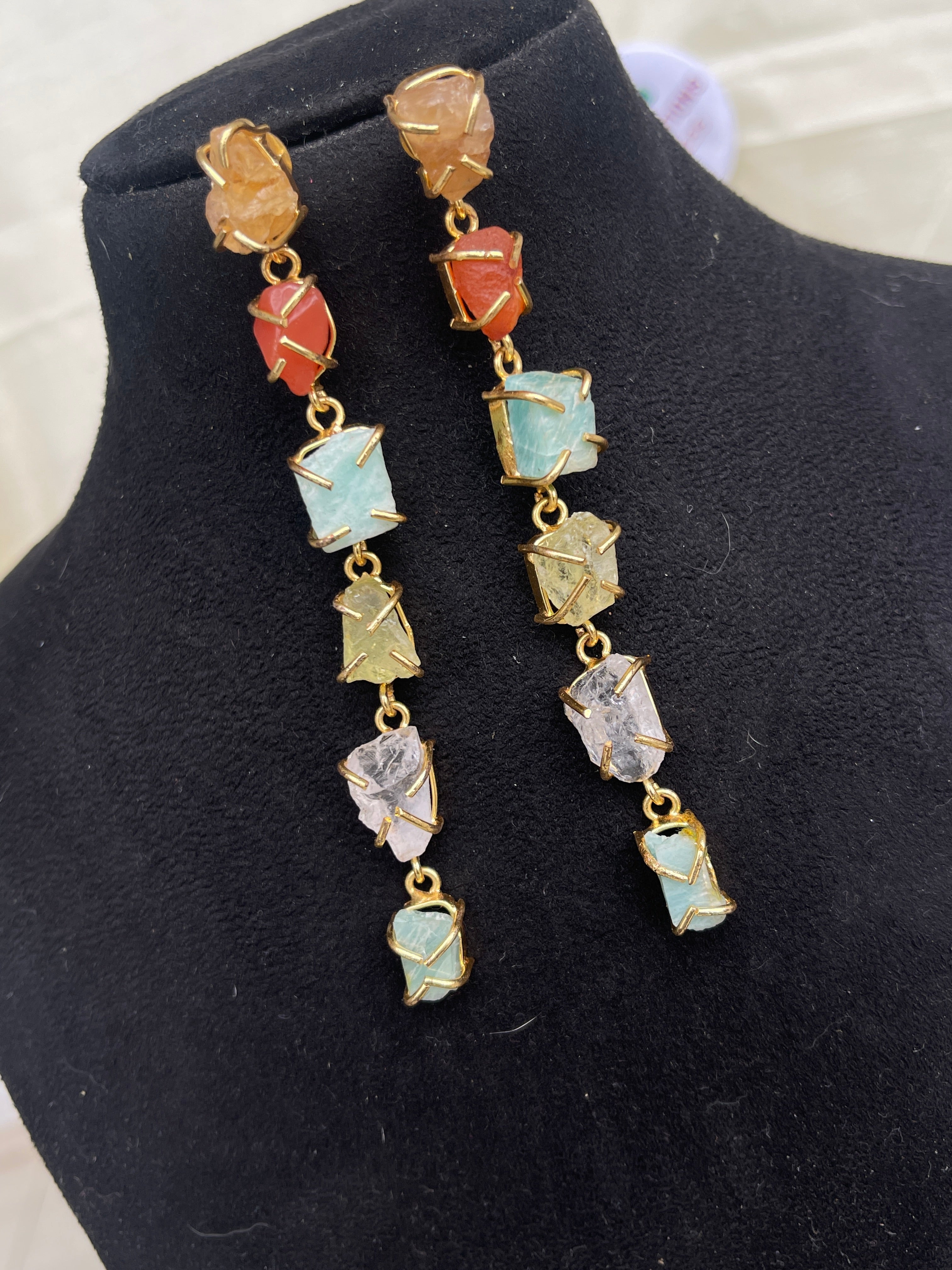 Natural stone tassel earrings